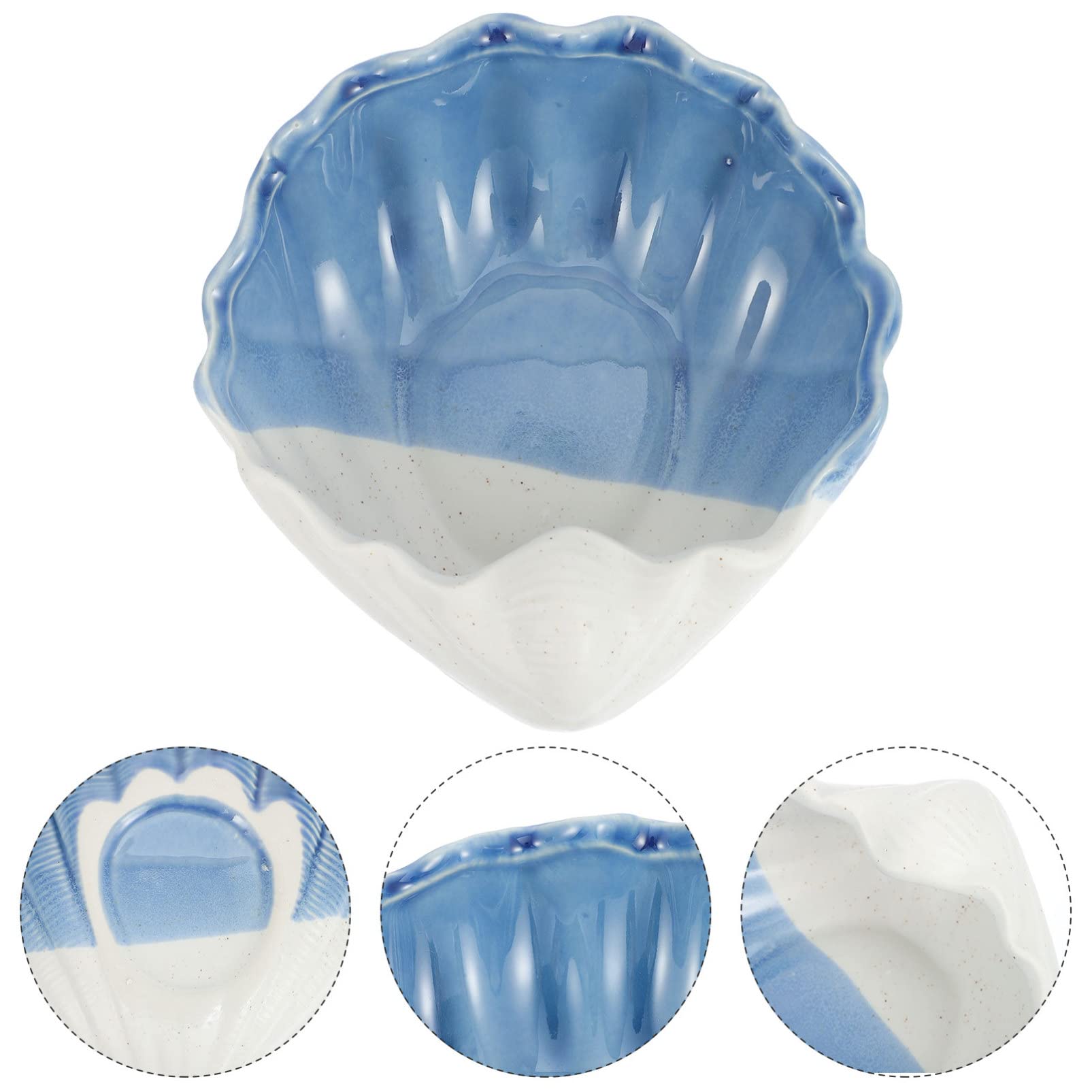 Hemobllo Ceramic Shell Jewelry Display Tray - Handcrafted Seashell-Shaped Trinket Dish for Necklace, Ring & Earring Organizer | Perfect for Beach Themed Decor, Bathroom Storage & Gift Packaging