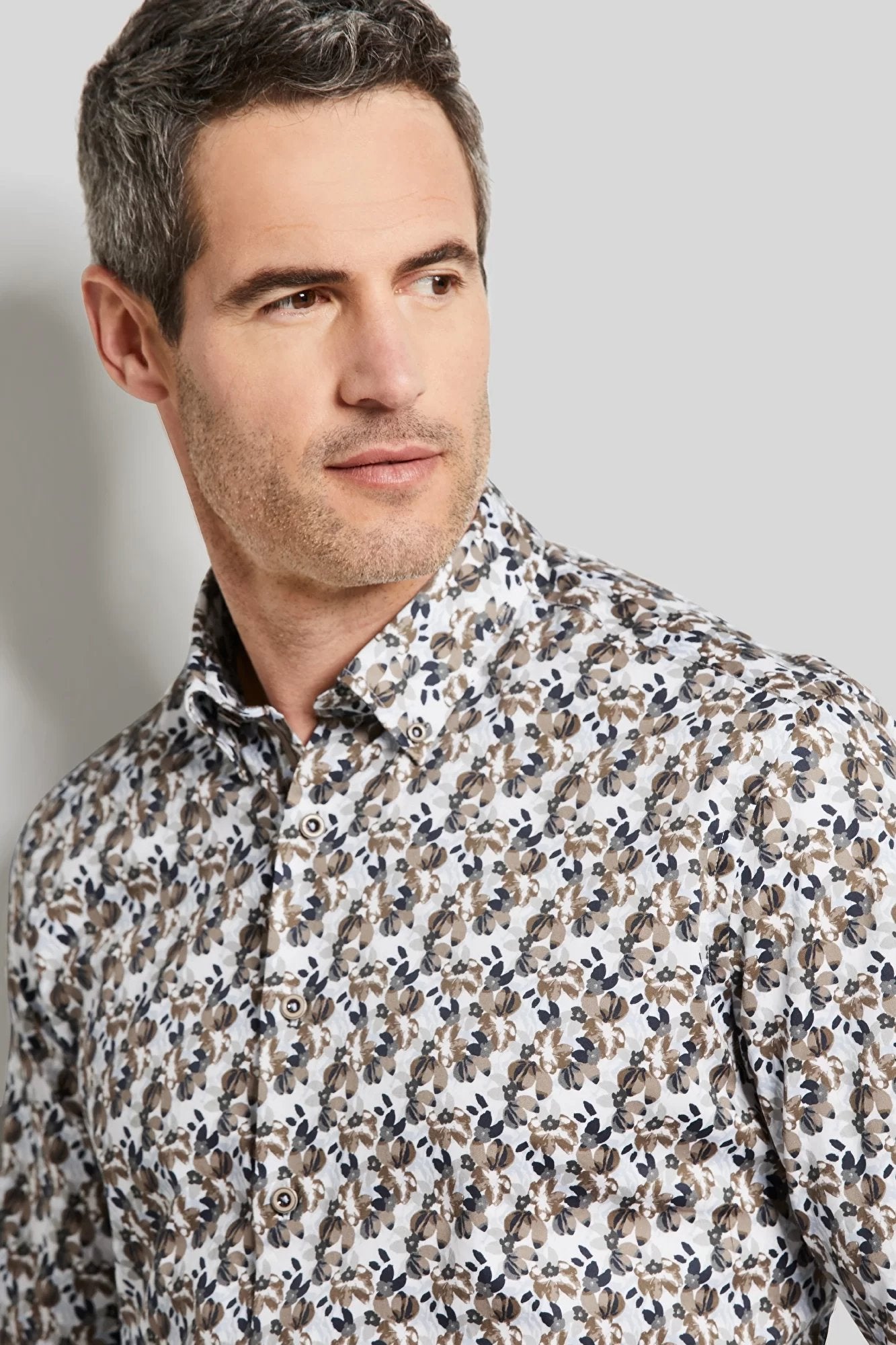 BUGATTI Men's Printed Long Sleeve Casual Shirt - Charcoal/Yellow/Multi Color - Perfect for Office, Party & Outdoor Activities