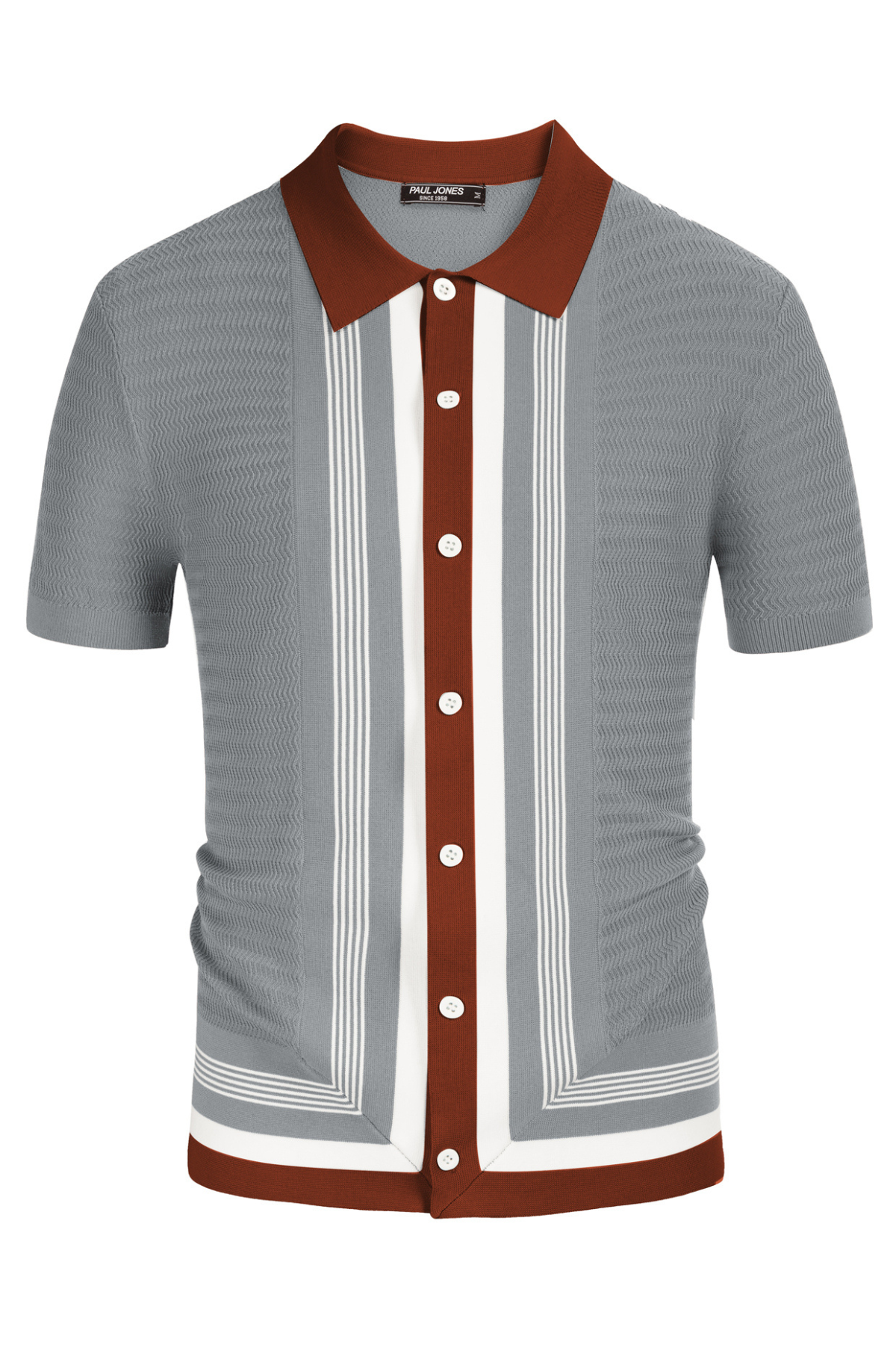 Vintage Stripe Knit Polo Shirt for Men - Short Sleeve Button Down Cardigan Sweater - Casual Office Wear & Spring Summer Outfits