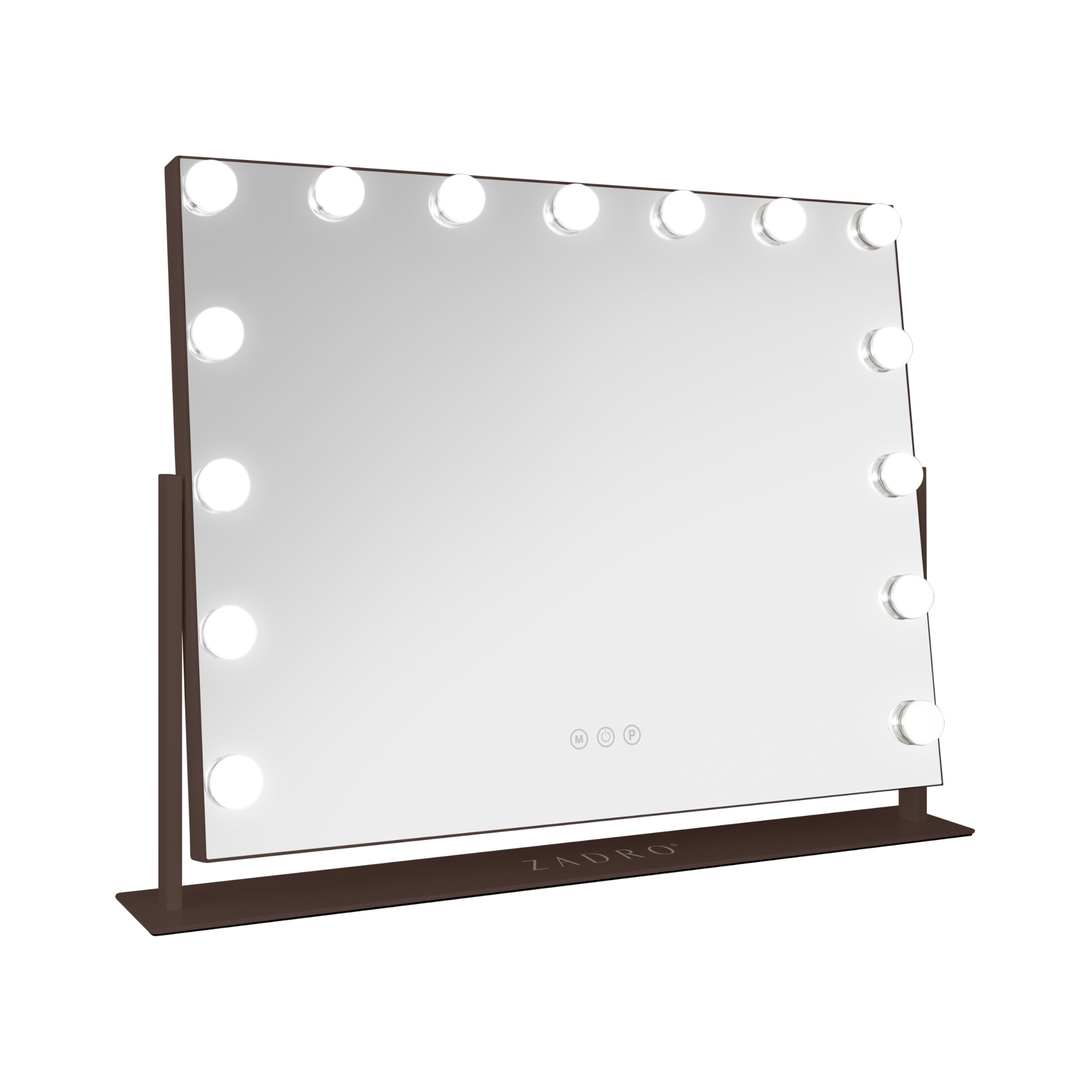 Zadro 25 x 20 Inch LED Vanity Makeup Mirror with 15 Dimmable Lights, 3 Color Settings & 360° Rotation - Chocolate Brown | Perfect for Home Dressing Table, Bedroom Decor & Professional Makeup Artists