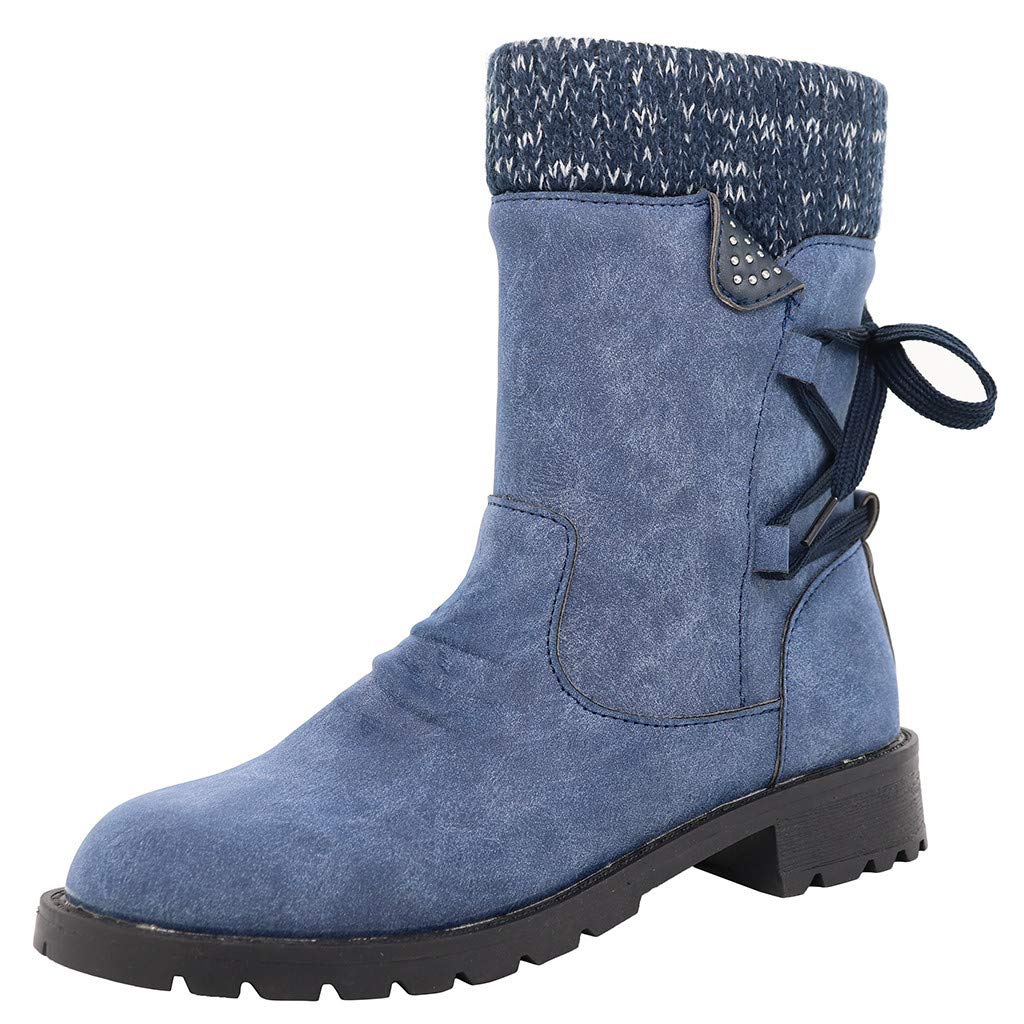 2021 New Women's Winter Snow Boots - Warm Lace Up Ankle Boots with Elastic Back, Fashionable Waterproof Outdoor Shoes for Snowy Weather, Hiking & Cold Winter Activities