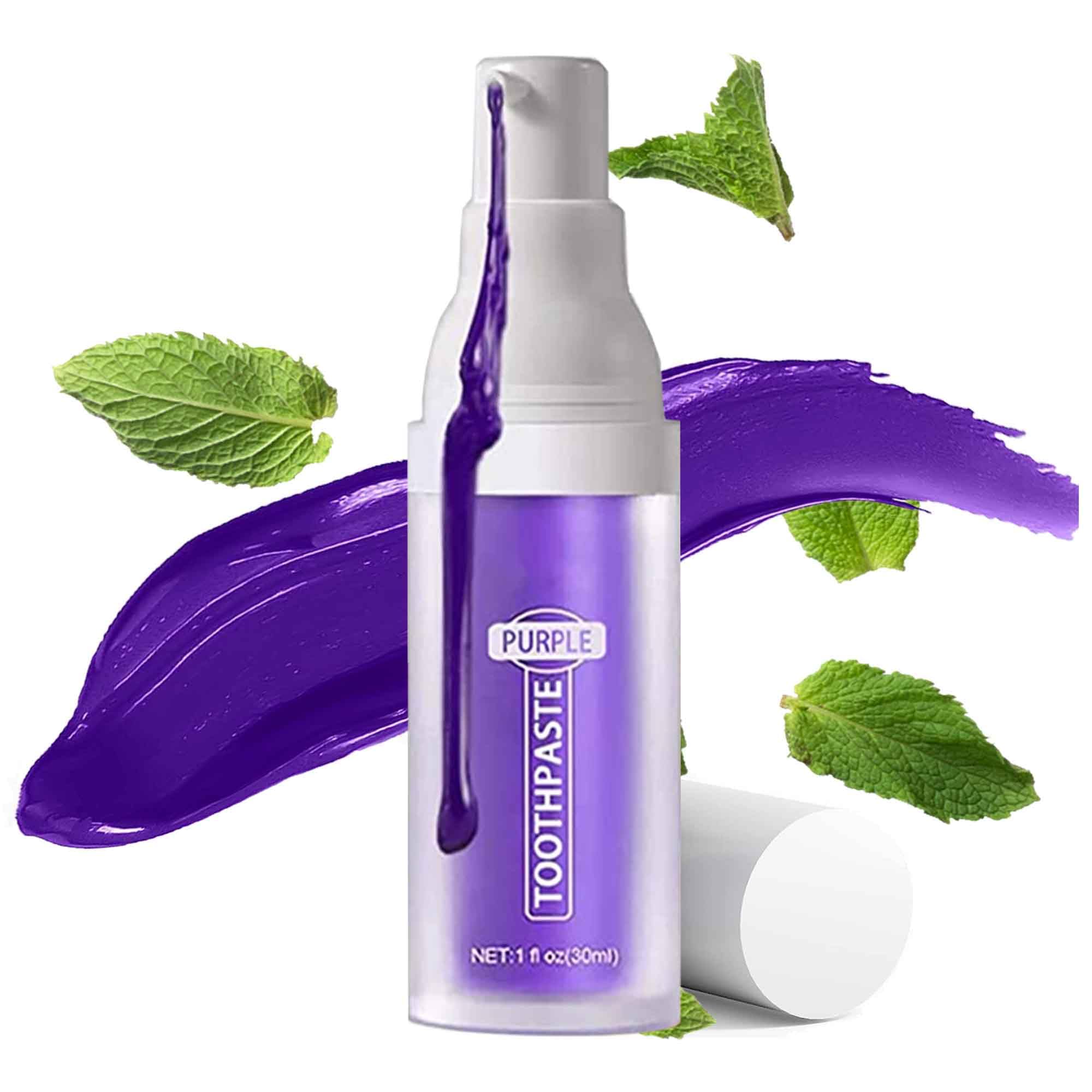 Purple Teeth Whitening Toothpaste - Natural Stain Remover for Yellow Teeth | Brighten Smile, Fresh Breath | Perfect for Daily Oral Care & Coffee/Wine Stain Removal