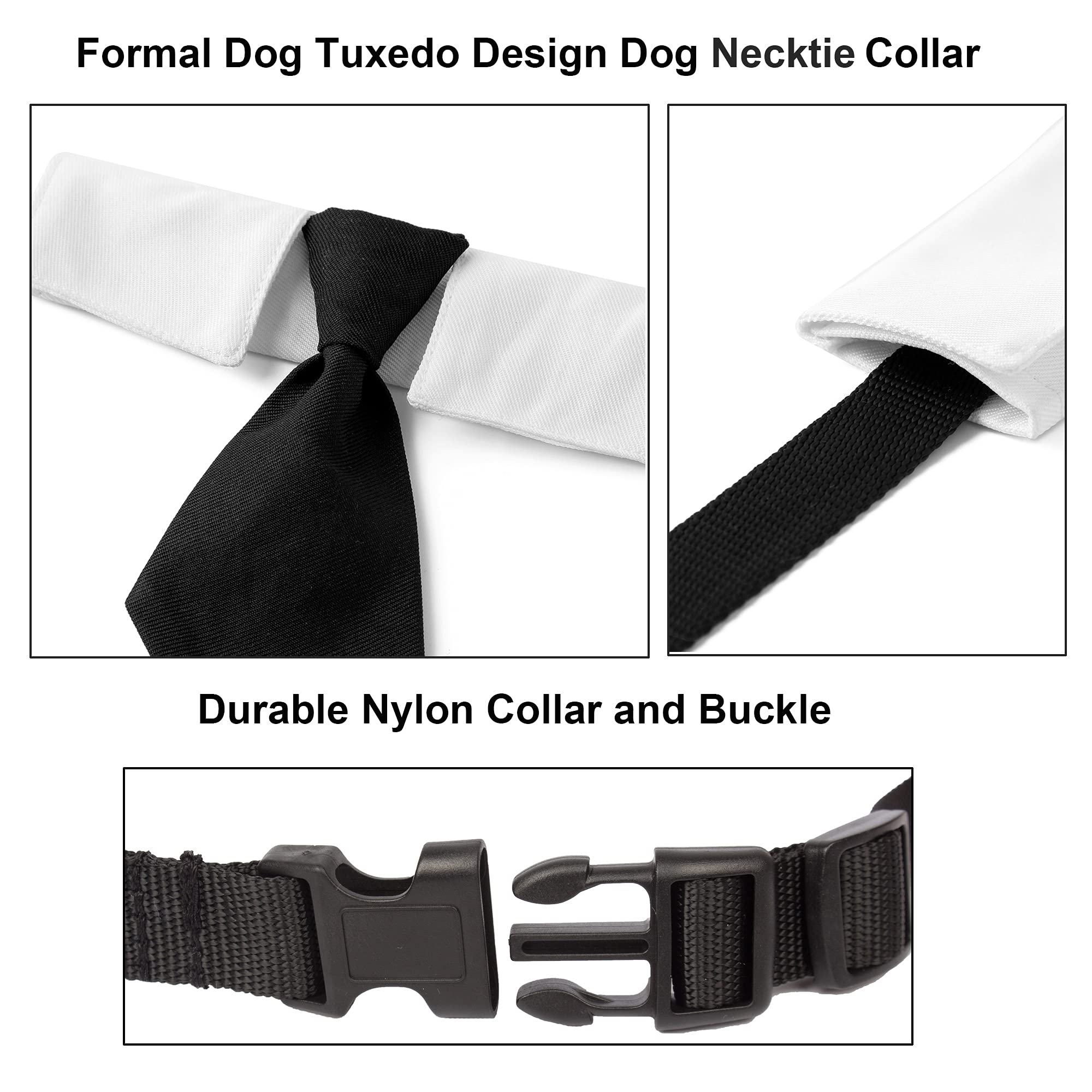 ADOGGYGO Adjustable Dog Neck Tie Collar - Formal Pet Tuxedo Collar with Black Necktie for Large Dogs - Perfect for Weddings, Parties & Special Occasions