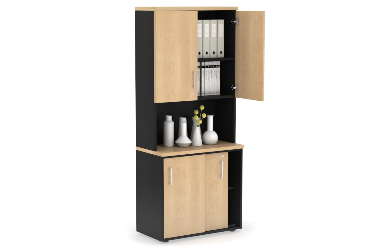 Modern Sliding Door Credenza Hutch with Storage Doors - 31.5
