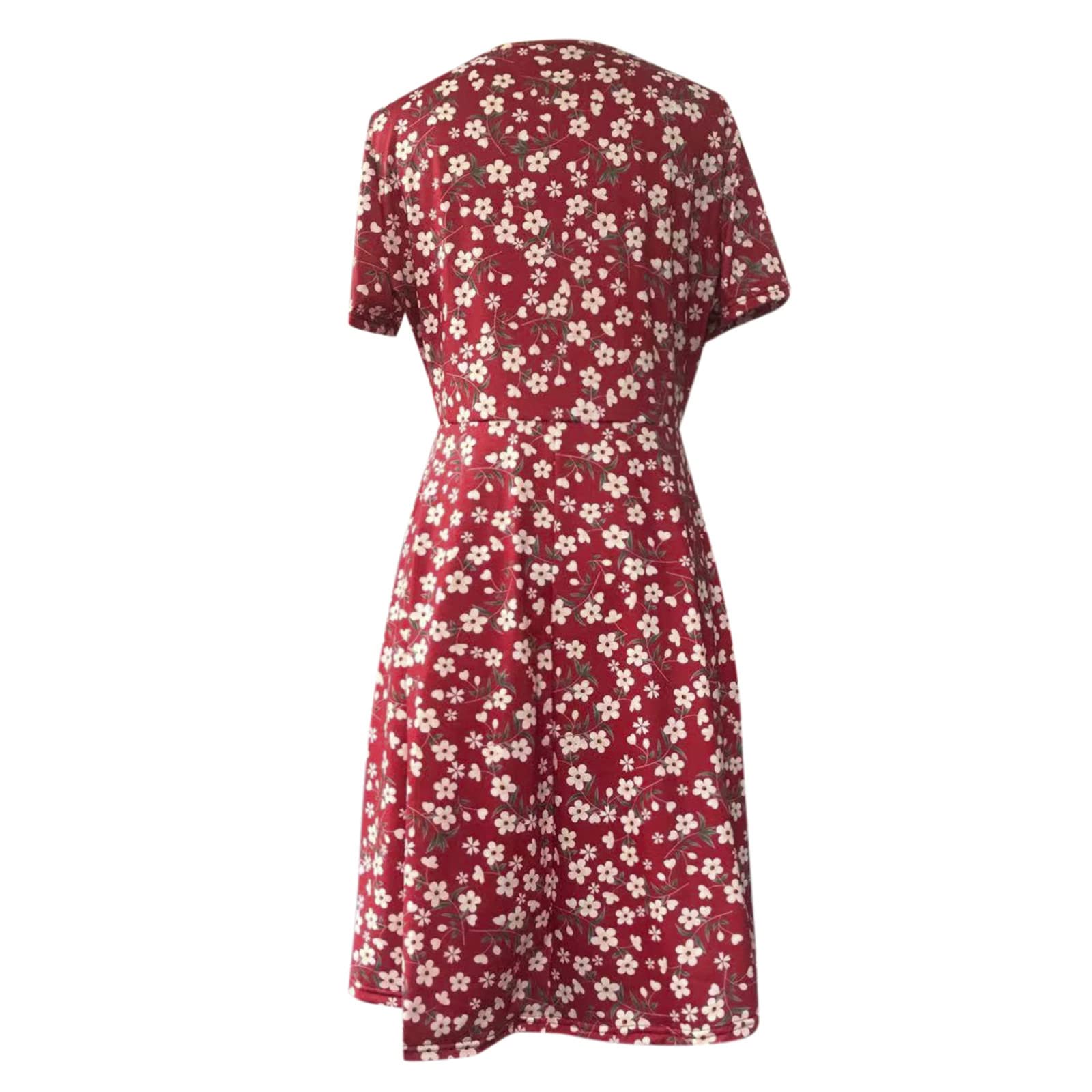 Elegant Floral Rose Dress for Women - Short Sleeve V Neck Summer Party Dress, Casual Easter Outfit | Perfect for Garden Parties, Brunch Dates & Spring Celebrations