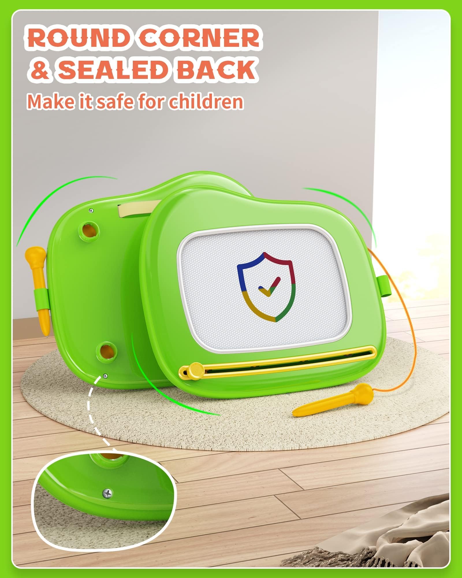 Bravokids Magnetic Drawing Board - Toddler Doodle Toy for Boys & Girls 1-3 Years - Educational Learning & Travel Activity