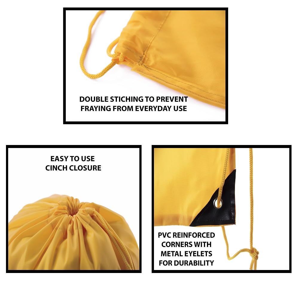 Custom Logo Drawstring Backpacks 100PK - Promotional Athletic Gold Backpacks for Sports, Events & Corporate Gifts | Mato & Hash CE2500