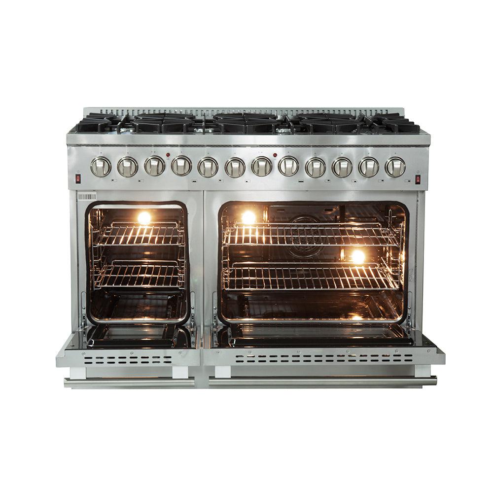 Forno Galiano Professional 48-Inch 6.58 cu. ft. Dual Fuel Range - Stainless Steel Gas Stove & Electric Oven (Model FFSGS6156 48) | Perfect for Home Chefs & Commercial Kitchens
