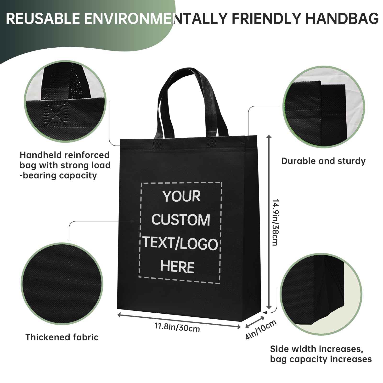Customizable Tote Bags - 100 Pack Bulk Wholesale | Eco-Friendly Reusable Shopping Bags for Business Promotions, Retail Stores, Events & Parties | Perfect for Advertising, Giveaways & Branding