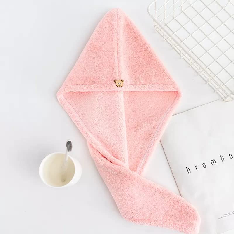 Nightstar Super Absorbent Hair Towel Wrap - Soft & Quick Drying Turban for Women, Salon & Home Use - Perfect for Shower, Bath, Makeup & Styling (Pink, 1 Piece)