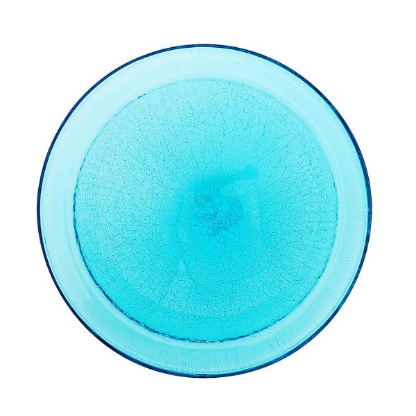 Teal Crackle Glass Birdbath Bowl for Garden Decor - Handmade Crackled Glass Bird Feeder for Outdoor Patio, Yard & Wildlife Habitat