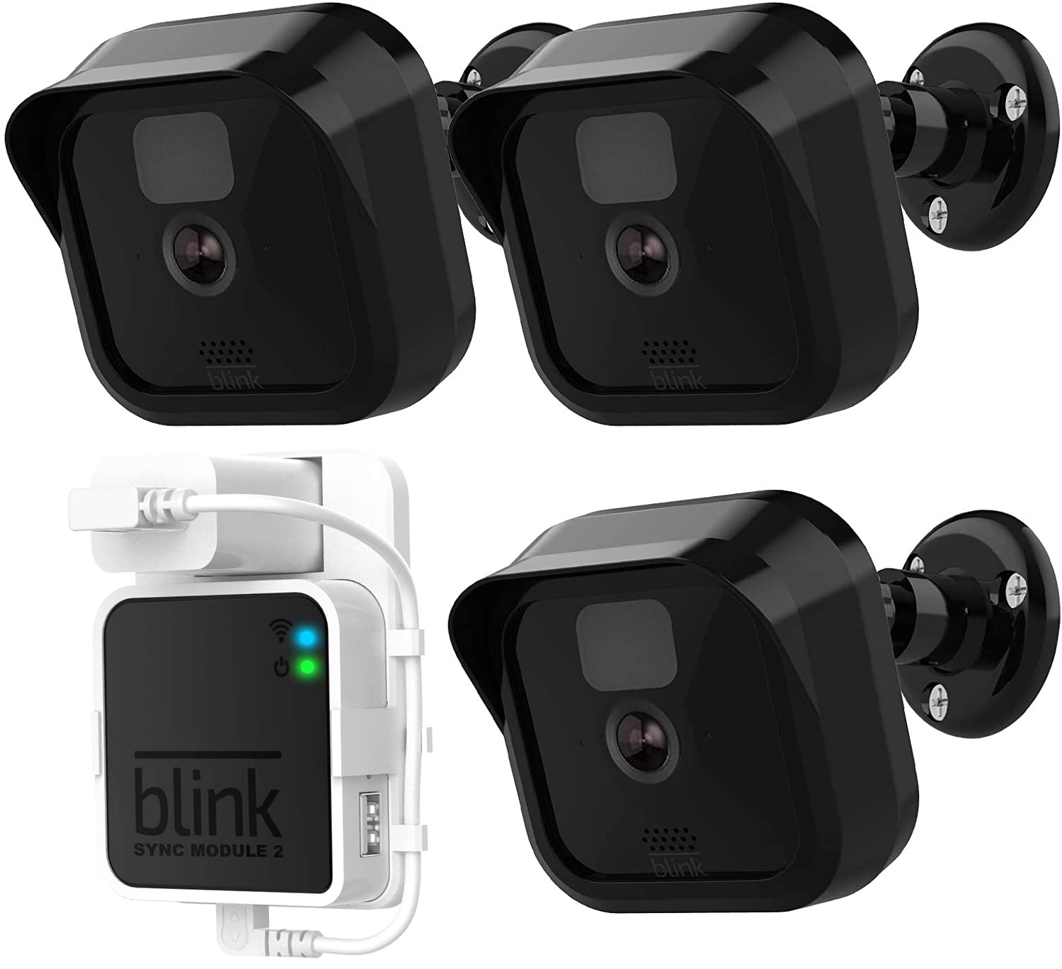 All-New Blink Outdoor Camera Mount Bracket - 360° Adjustable Wall Mount with Protective Cover & Sync Module Outlet Mount (4-Pack) for Blink Outdoor Security Camera System - Perfect for Home Surveillance, Garage Monitoring & Backyard Security