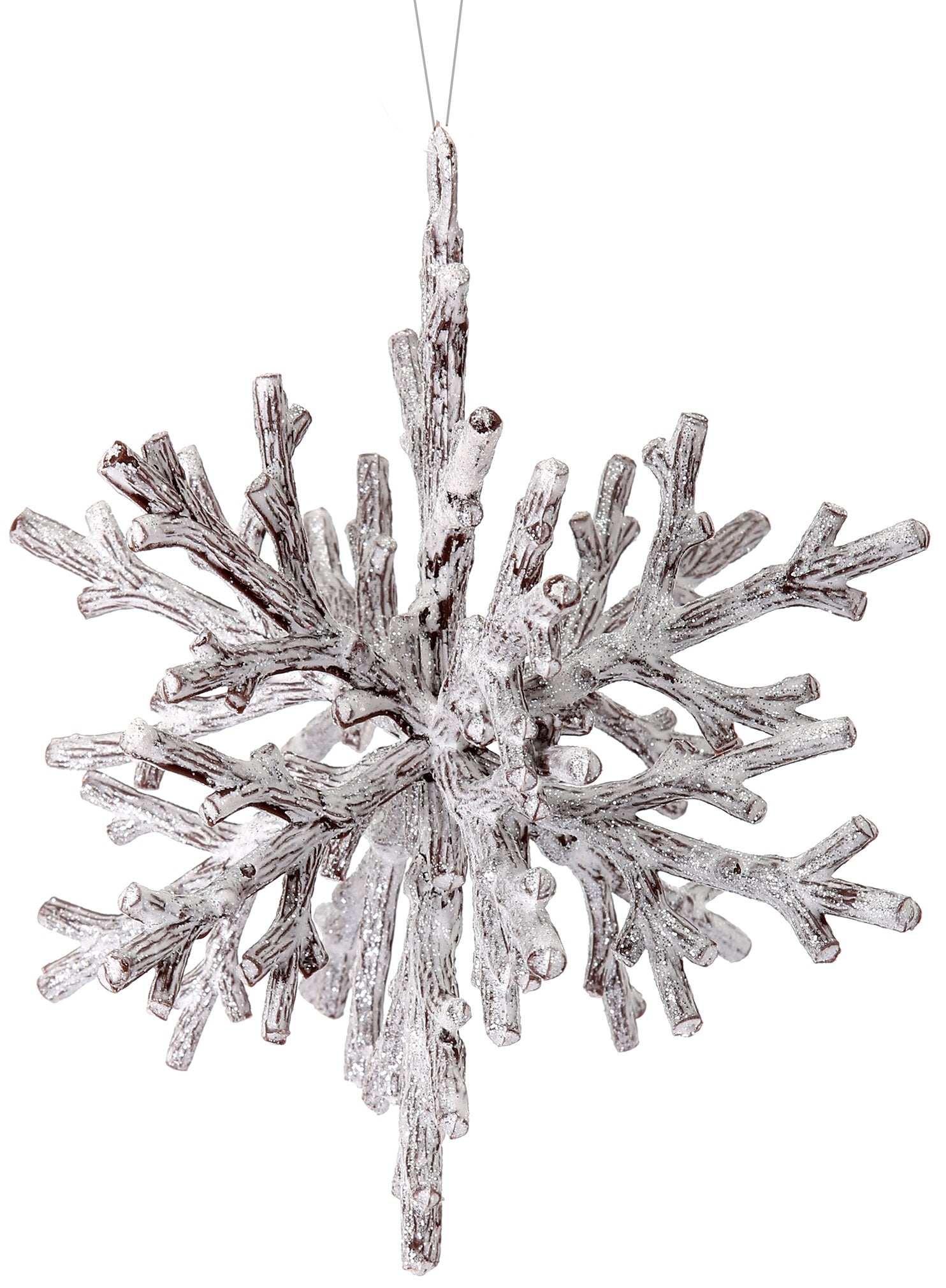 5 Pack Frosted Twig Snowflake Christmas Tree Ornaments - Winter Holiday Decor for Xmas Tree, Home, Office & Party Decoration