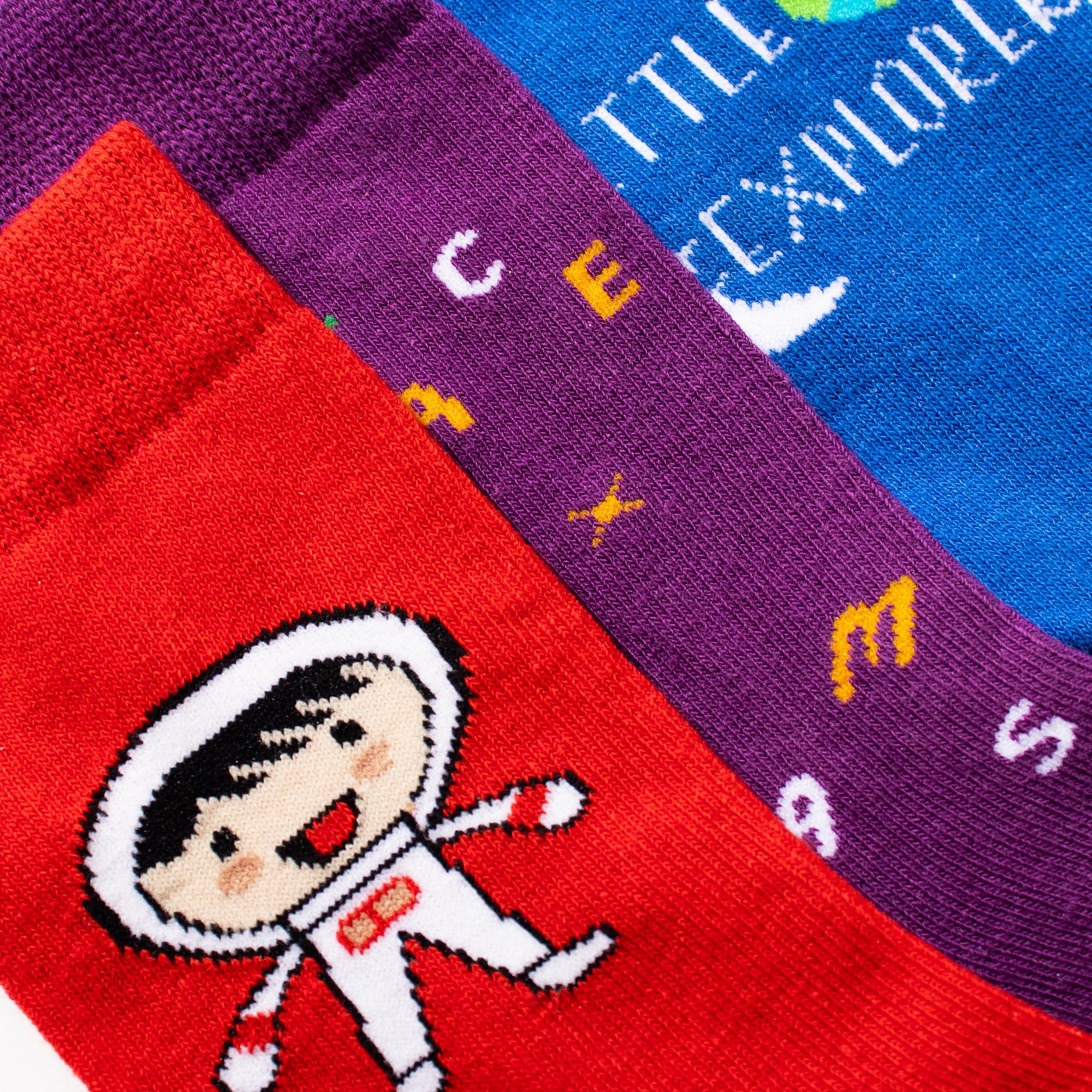 THELA GAADI Space Explorer Socks for Kids - 3 Pack Cotton Crew Socks | Fun Galaxy Print Unisex Socks for Boys & Girls | Breathable, Odor-Free | Perfect for School, Play & Everyday Wear