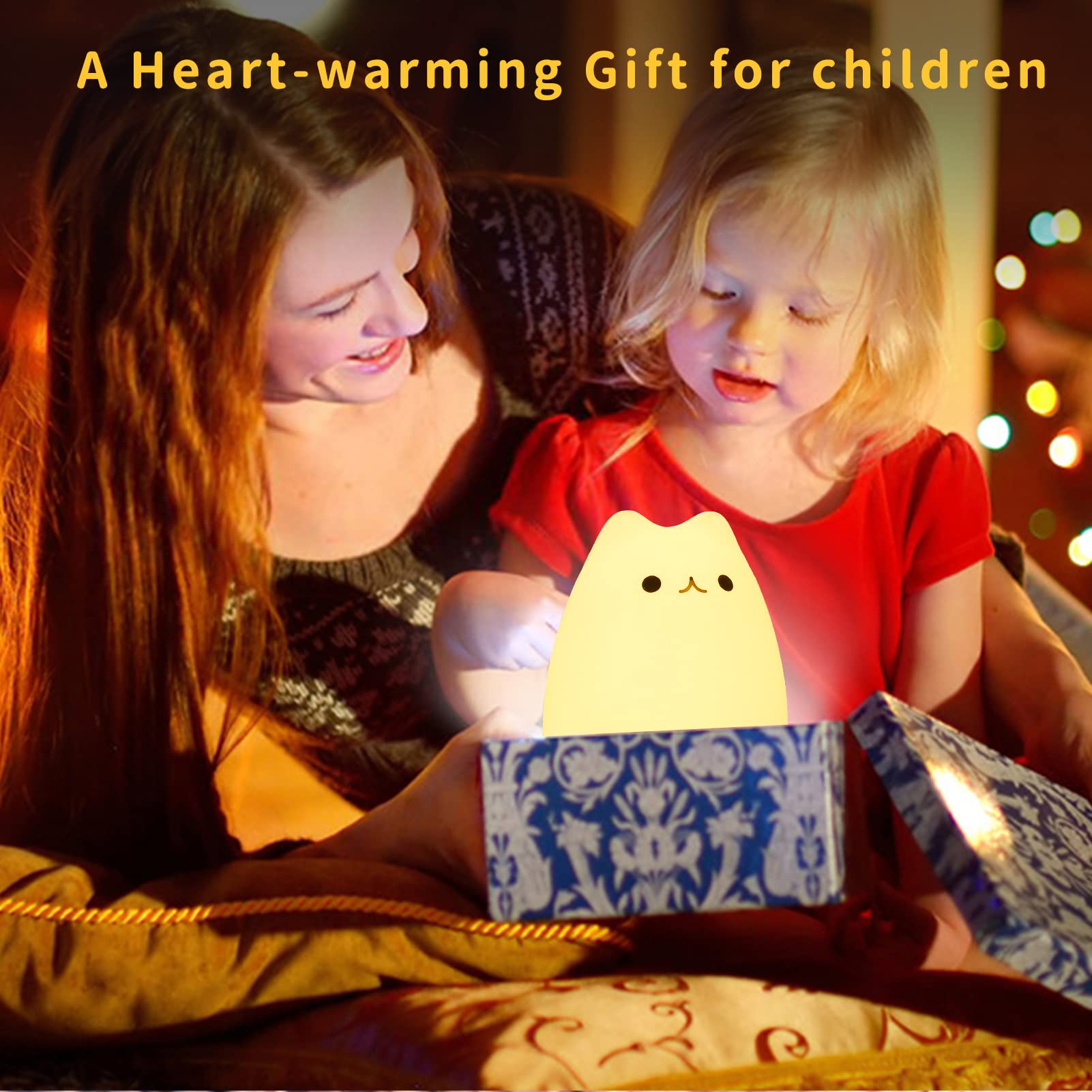 OPDOS Remote Control Cat Night Light - Cute LED Cat Lamp for Kids & Baby Bedroom, Dimmable Nightlight with Timer - Perfect for Bedtime, Nursery, and Relaxing Nighttime Ambience