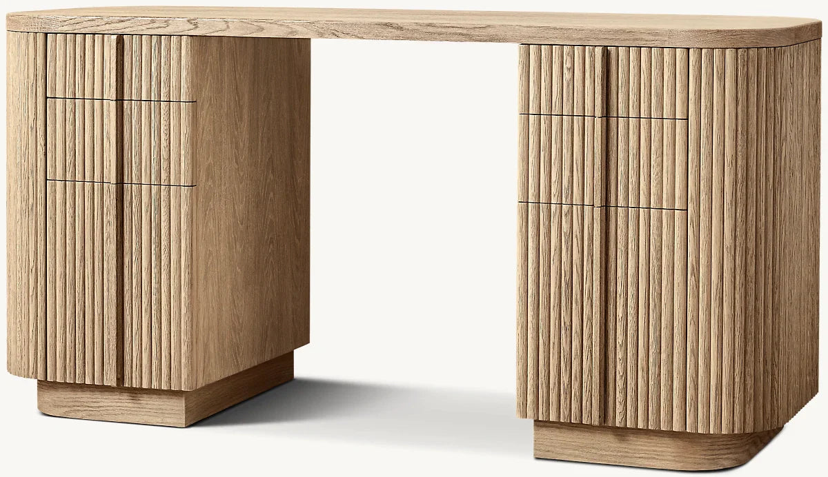 Mulholland Storage Desk - Modern Home Office Desk with Drawers & Shelves for Workspace Organization | Perfect for Small Spaces, Dorm Rooms & Home Offices