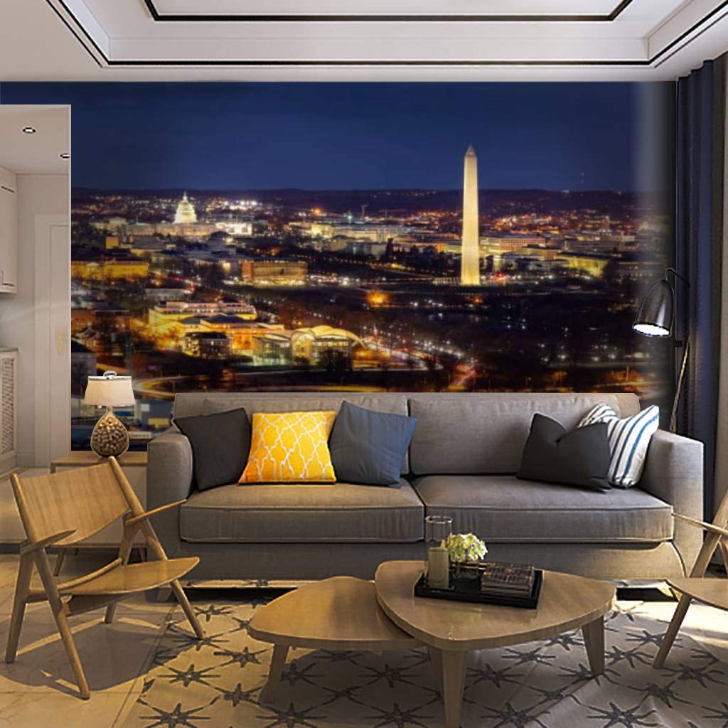Washington DC Aerial View Wallpaper Mural - Self-Adhesive Peel & Stick Removable Wall Decal for Living Room, Bedroom & Office Decor - Royalty-Free Stock Photo Design - Perfect for Home, Craft & DIY Projects