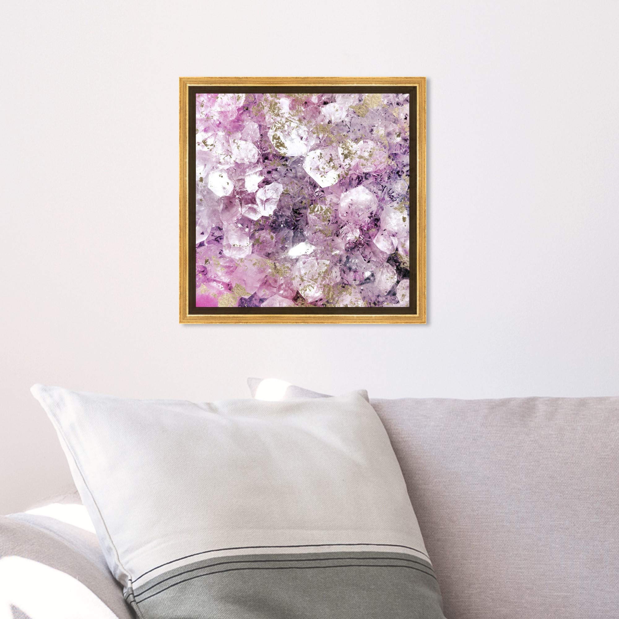 Oliver Gal Abstract Framed Wall Art - 12x12 Inch Purple & Gold Crystal Canvas Print for Romantic Home Decor | Perfect for Living Room, Bedroom & Office Wall Art