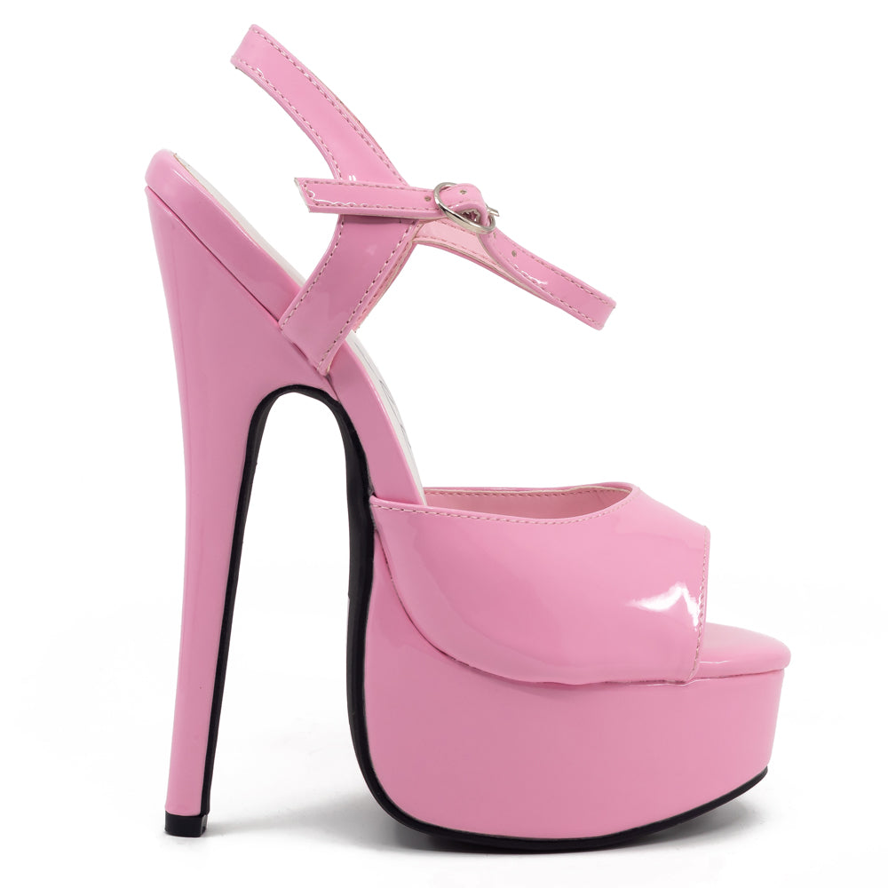 Ellie Shoes Juliet 6.5 Inch Stiletto Heels Patent Leather Platform Sandals for Women - Pink | Perfect for Parties, Weddings & Date Nights