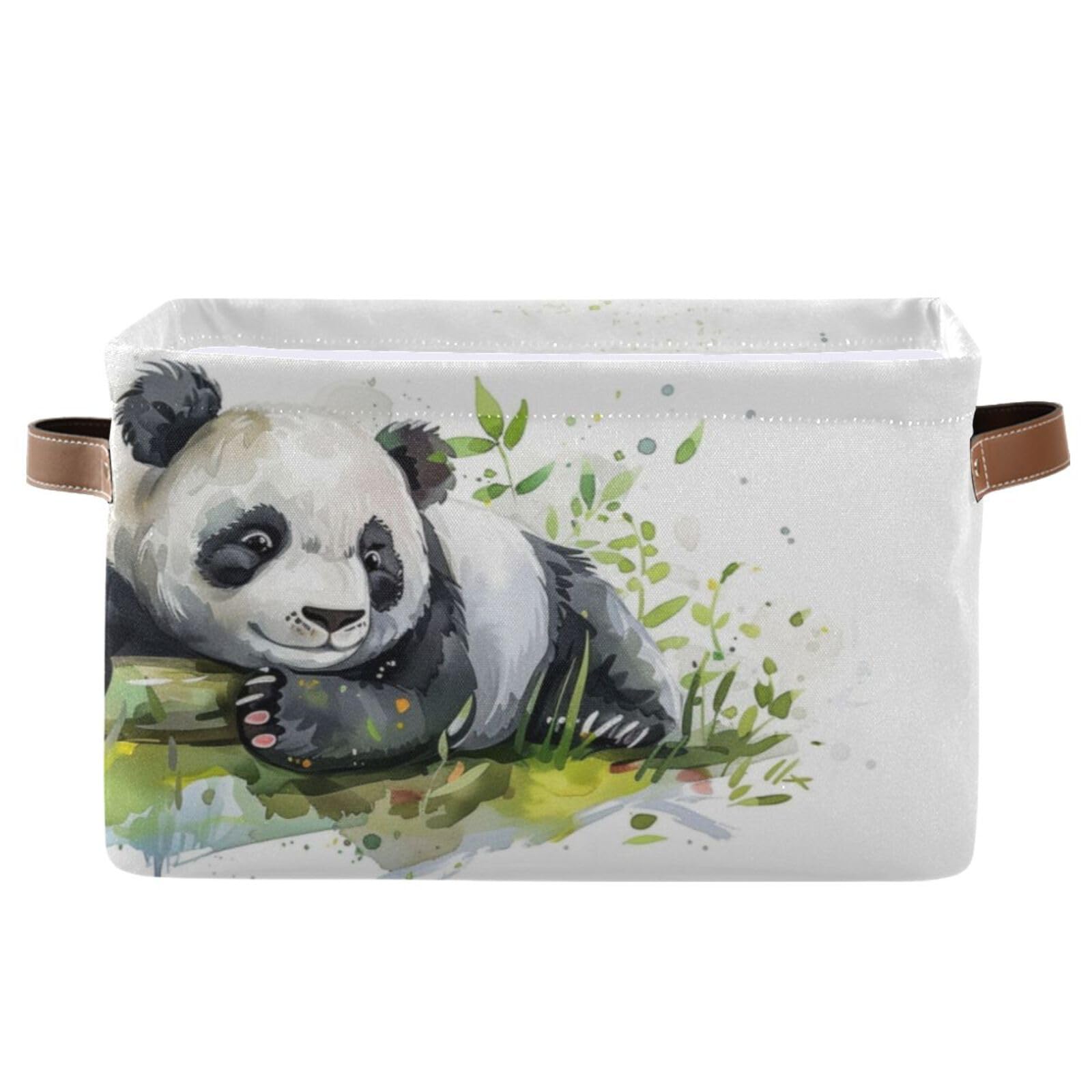 Large Fabric Storage Bins with Handles - Panda Collapsible Baskets for Clothes, Toys & Home Organization
