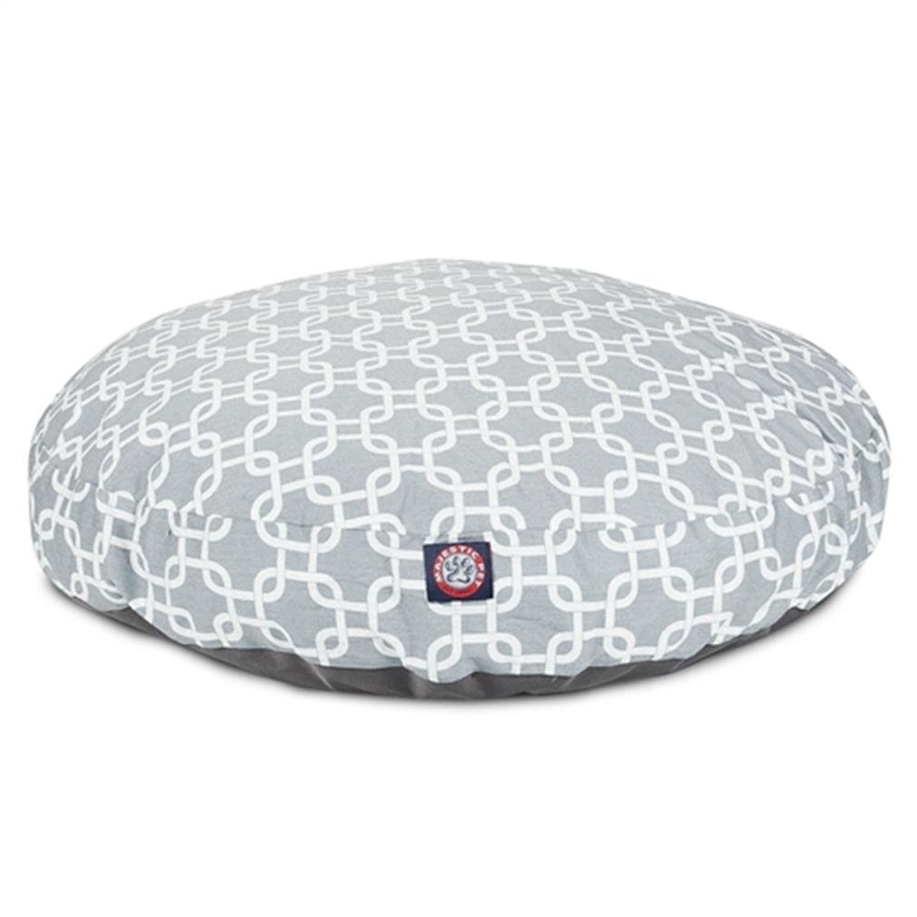 Majestic Pet Products Medium Round Gray Links Indoor/Outdoor Dog Bed - Removable & Washable Cover - Perfect for Home, Yard, or Travel Use