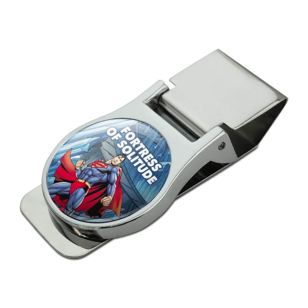 Superman Fortress of Solitude Satin Chrome Plated Metal Money Clip - DC Comics Collectible Gift for Men, Wallet Accessory for Cash & Cards - Perfect for Superhero Fans, Birthday & Christmas Presents