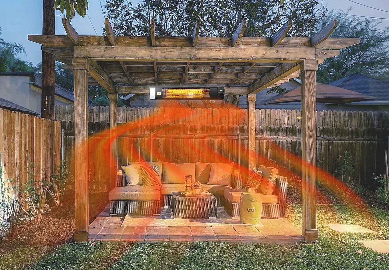 DR-238 Black Carbon Infrared Outdoor Heater - 1500W Wall/Ceiling Mount with Remote - Perfect for Restaurants, Patios, Backyards, Garages & Decks - Stay Warm During Outdoor Dining, Entertaining & Winter Gatherings