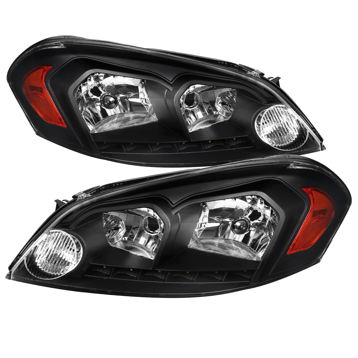 06-13 & 06-07 Car Replacement Headlights with LED Bulbs - Black Housing Headlamp Assembly for Improved Night Driving Visibility