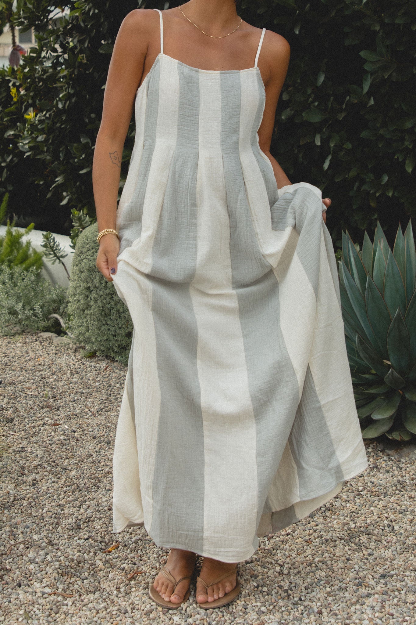 Bay Breeze Cotton Gauze Maxi Dress - Women's Flowy Beach Cover Up Dress for Summer Vacation, Boho Chic Style, Perfect for Pool Parties, Seaside Getaways and Casual Outings