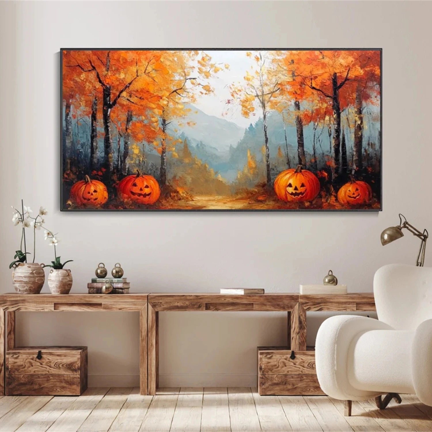 Beautiful Flower and Tree Painting #FT152 - Handmade Canvas Art for Home Decor, Living Room, Bedroom & Office Wall