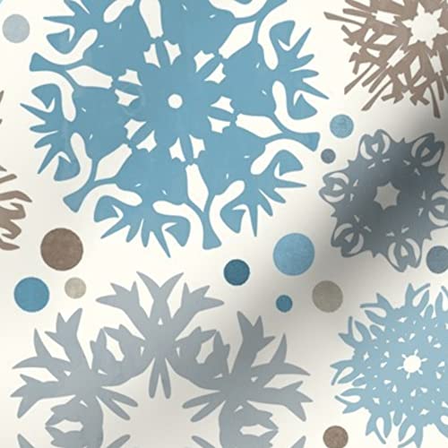 Ice Crystals Snowflakes Printed Minky Fabric by The Yard - Soft Plush Material for Sewing Baby Blankets, Quilt Backing & DIY Projects - Perfect for Nursery Decor, Winter Crafts & Cozy Home Textiles