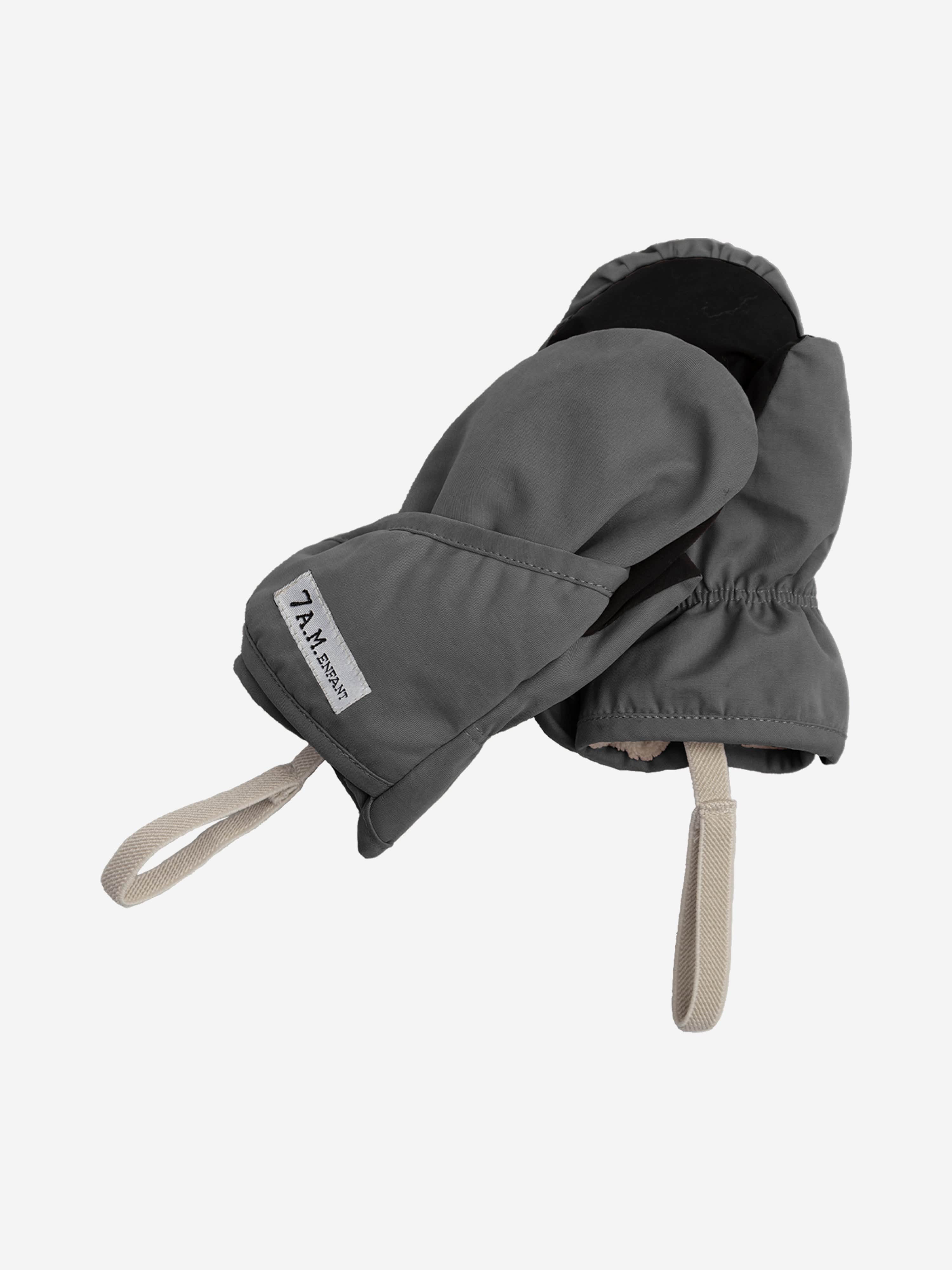 7AM Enfant Baby Boys The Cub Set - Benzi Mittens & Hat with Ears in Grey - Warm Winter Accessories for Newborns & Toddlers - Perfect for Outdoor Play & Cold Weather