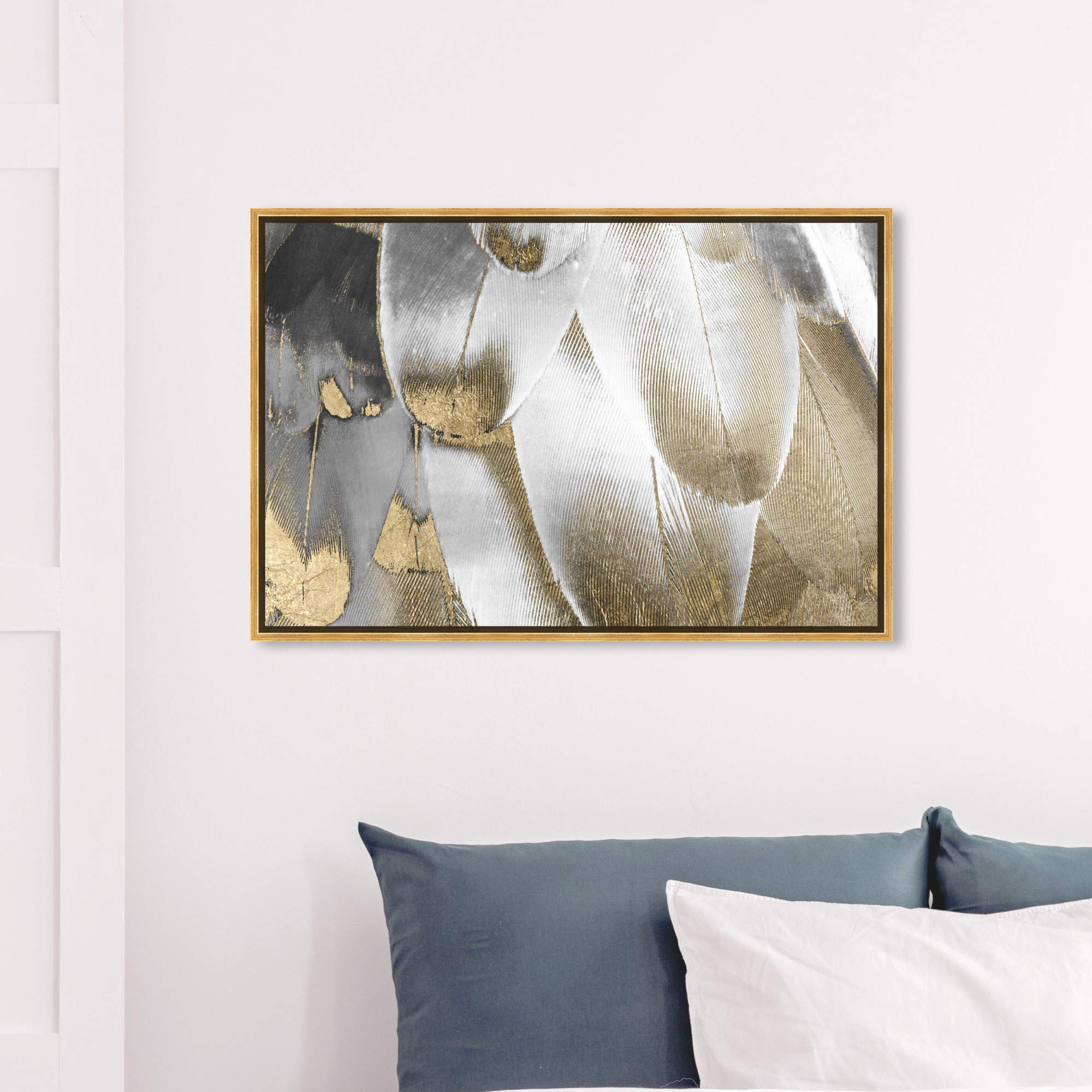 Royal Feathers Framed Wall Art Canvas Print - 36