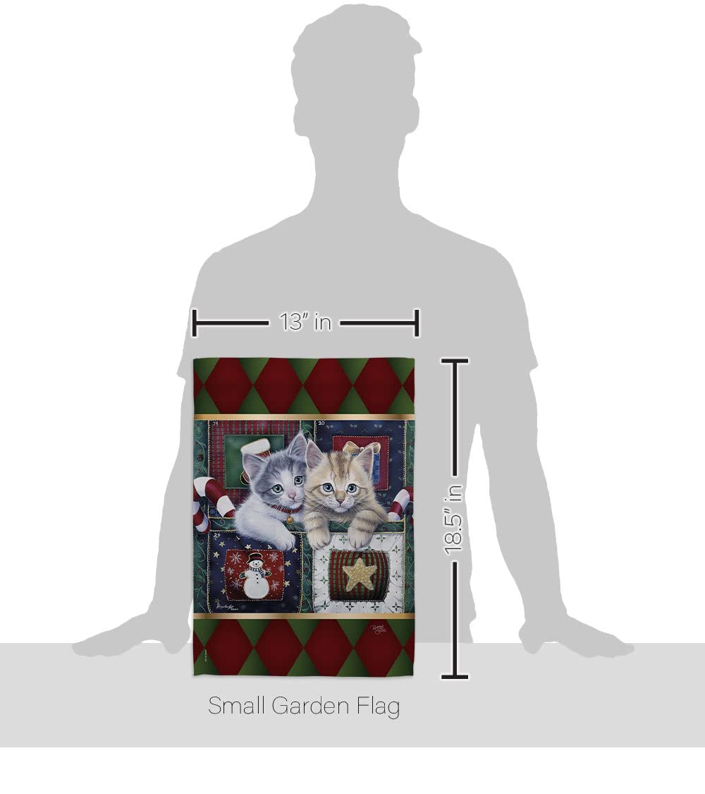 Winter Christmas Calendar Kittens Garden Flag Set 13x18.5