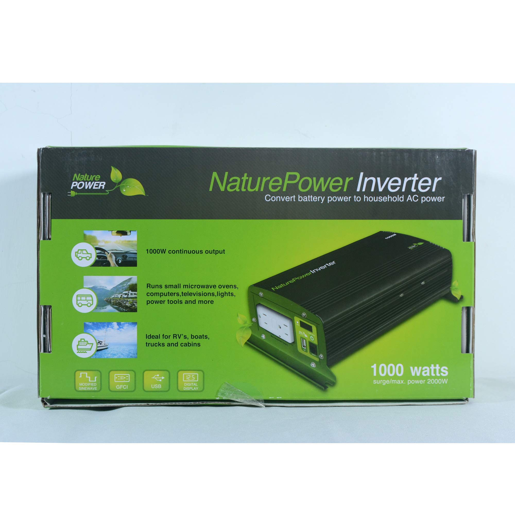 1000W Pure Sine Wave Power Inverter - 12V/24V to 110V AC Converter for RV, Solar, Off-Grid & Emergency Power Backup - Ideal for Camping, Boating & Home Use
