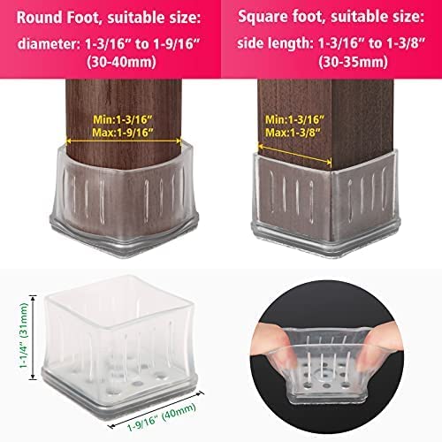 16 Pack Metal Chair Leg Floor Protectors with Steel Caps - Heavy Duty Furniture Leg Covers for Hardwood Floors - Prevents Scratches on Wood, Tile & Laminate - Ideal for Dining Chairs, Office Furniture & Home Decor