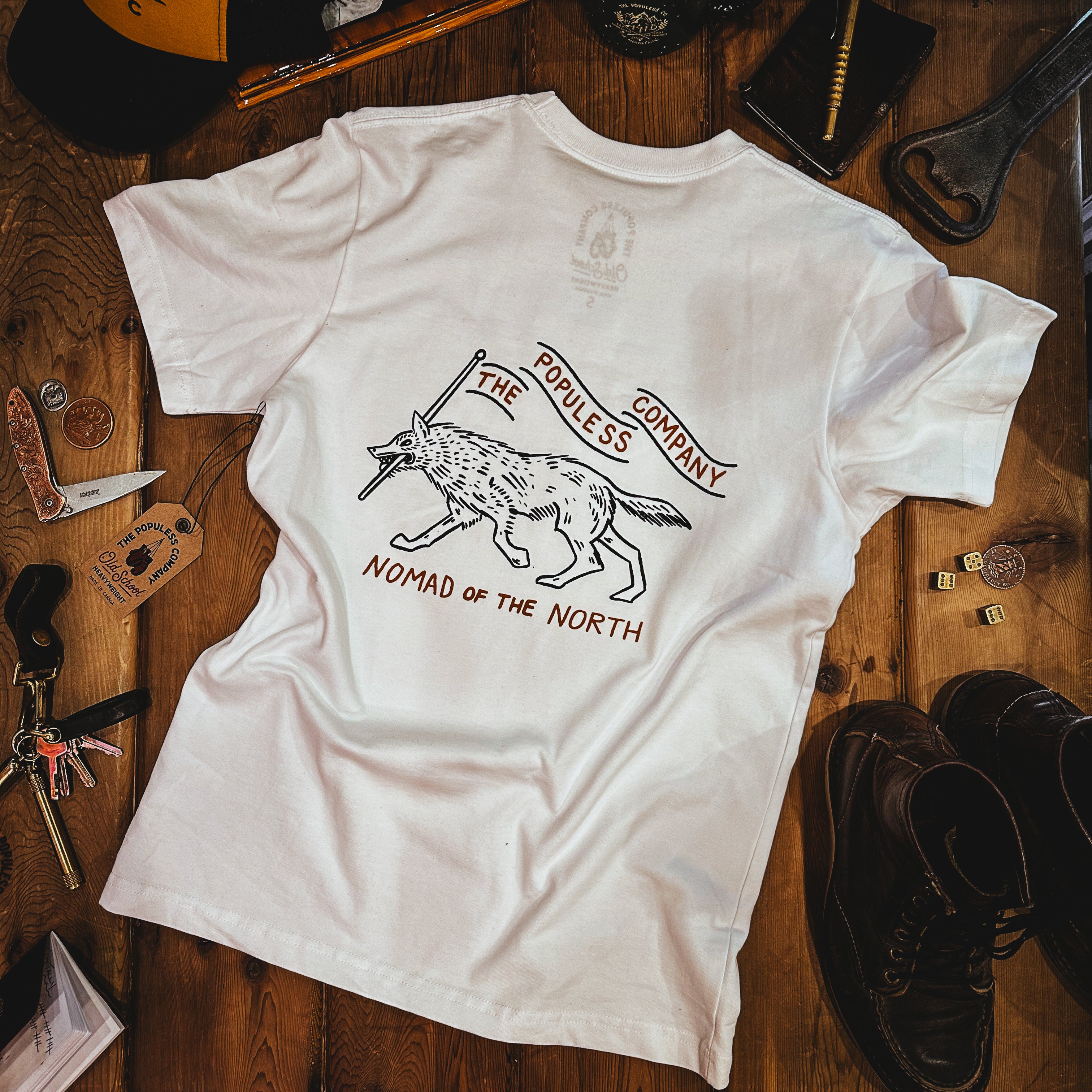 Premium Nomad T-Shirt for Men & Women - Soft Cotton Crewneck Tee - Comfortable Casual Wear for Travel, Hiking & Everyday Outfits - White