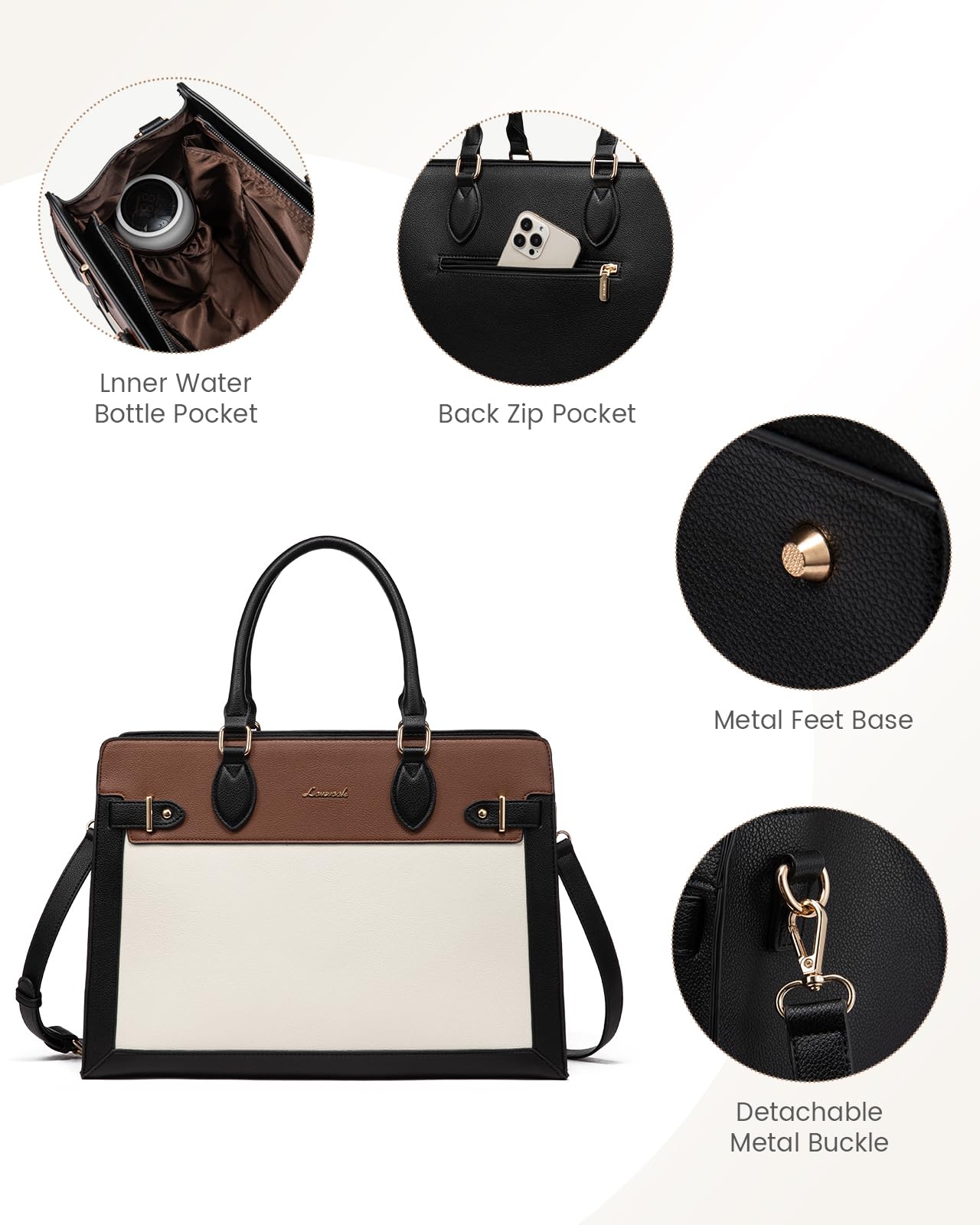LOVEVOOK 17 Inch Laptop Bag for Women - PU Leather Work Tote & Business Briefcase - Professional Office Shoulder Bag for Teachers, Businesswomen & Commuters - Perfect for Work, Travel & Daily Use