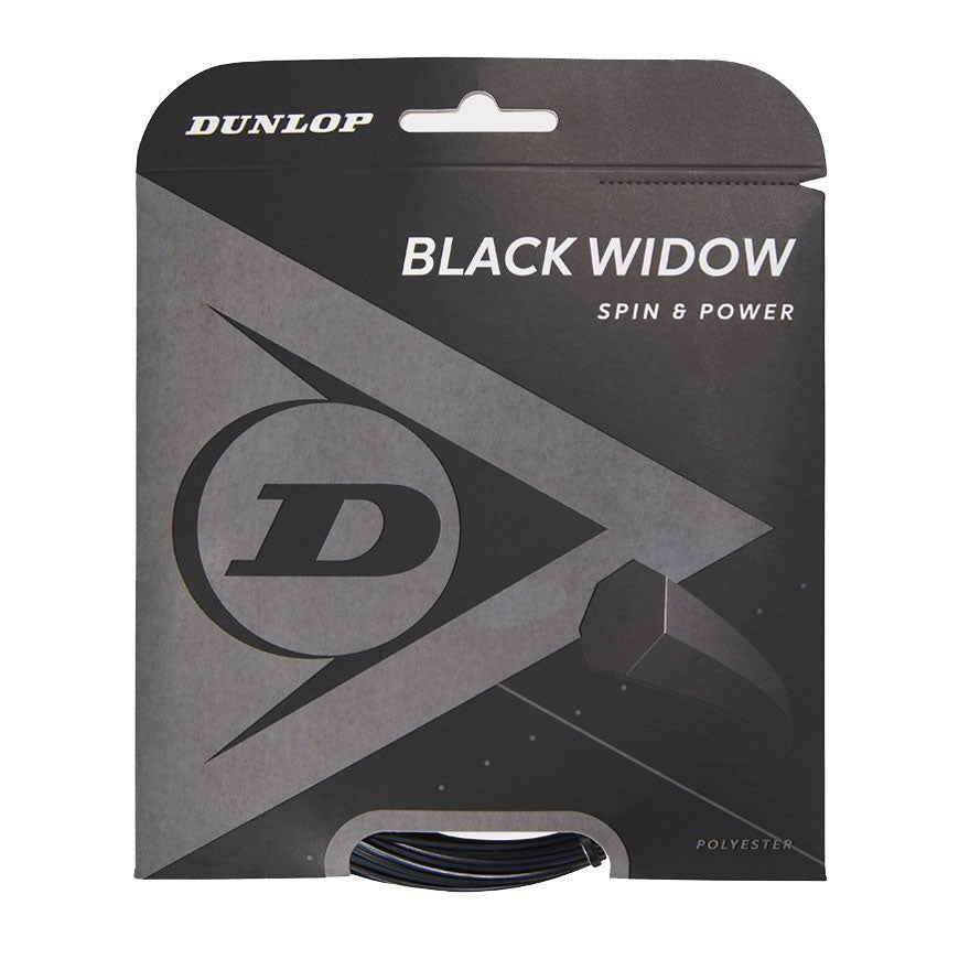 Dunlop Black Widow 16 Tennis String Set - High Performance Polyester String for Power & Control - Perfect for Competitive Play & Tournament Matches