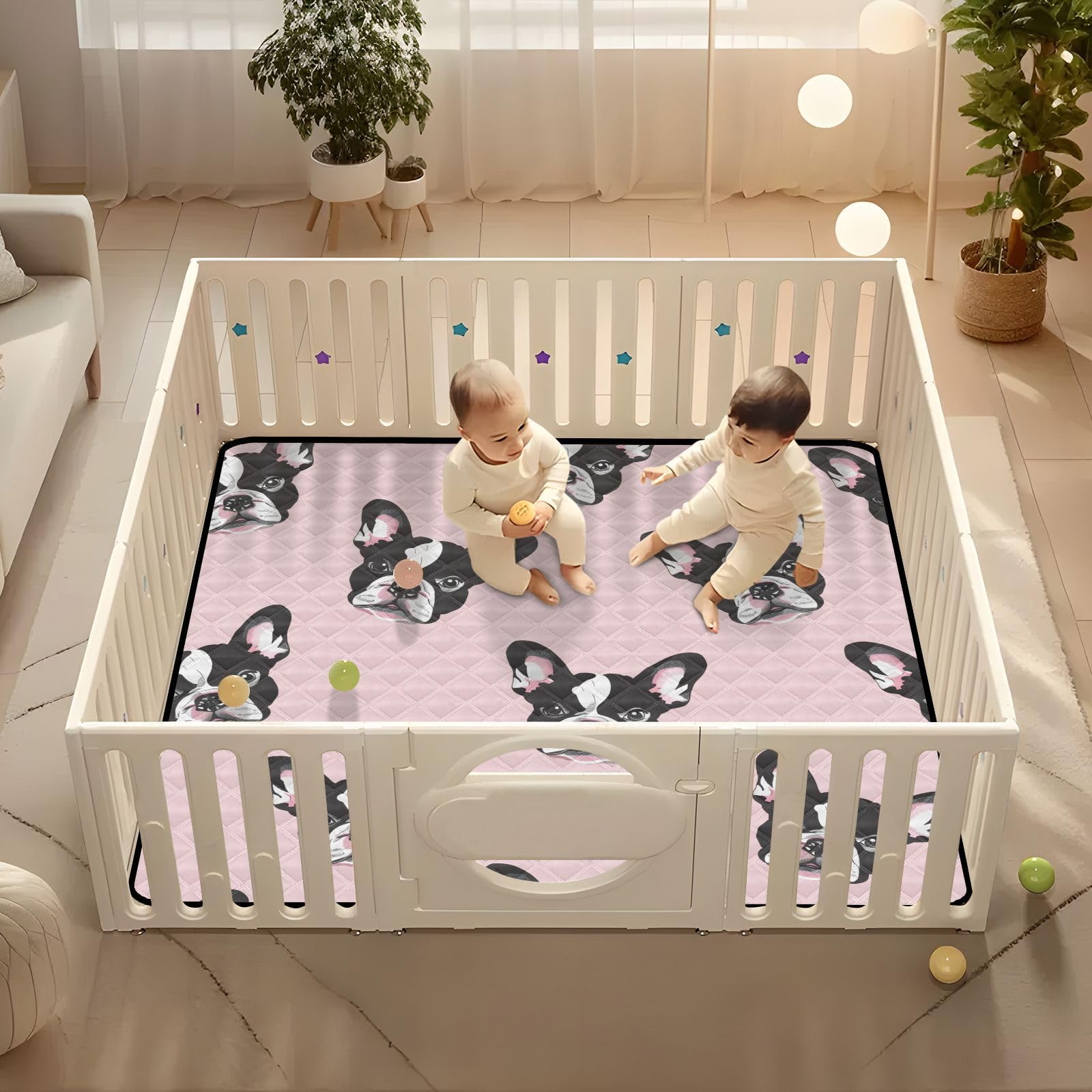Premium Soft Baby Play Mat for Dogs - 50x50 Inch Non-Slip Floor Playmat for Infants 0-12 Months | Crawling Mat for Newborns & Toddlers | Safe Playpen Mat for Nursery, Living Room & Daycare Use