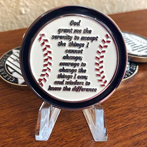 5 Year AA Medallion Pinstripe Sobriety Chip with Coin Holder - Alcoholics Anonymous Recovery Token for Milestone Celebrations & 12-Step Meetings