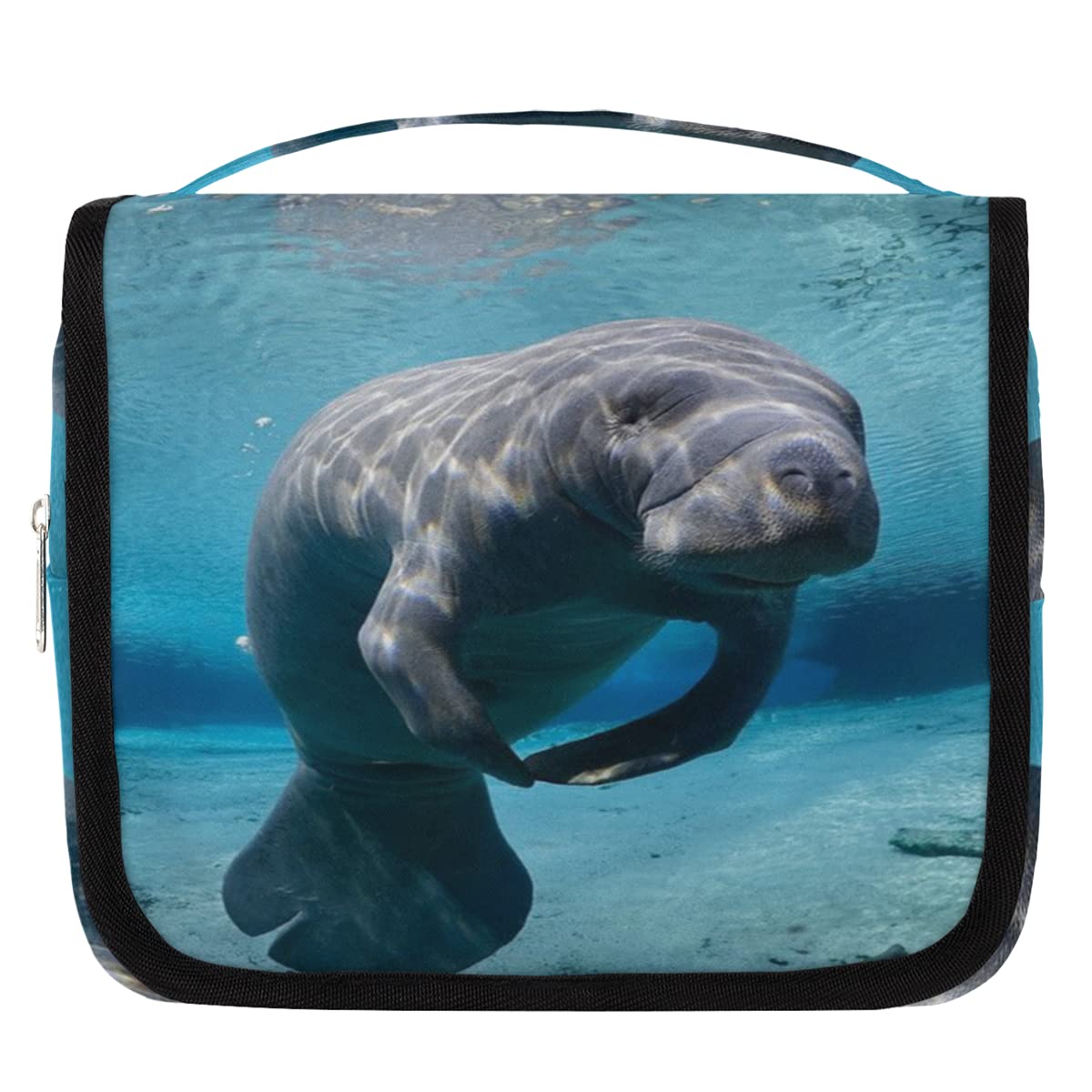 Waterproof Hanging Toiletry Bag for Travel - Large Cosmetic Organizer with Hook for Men & Women | Sea Ocean Animal Manatee Design | Perfect for Bathroom, Shower, Camping & Gym Essentials Storage