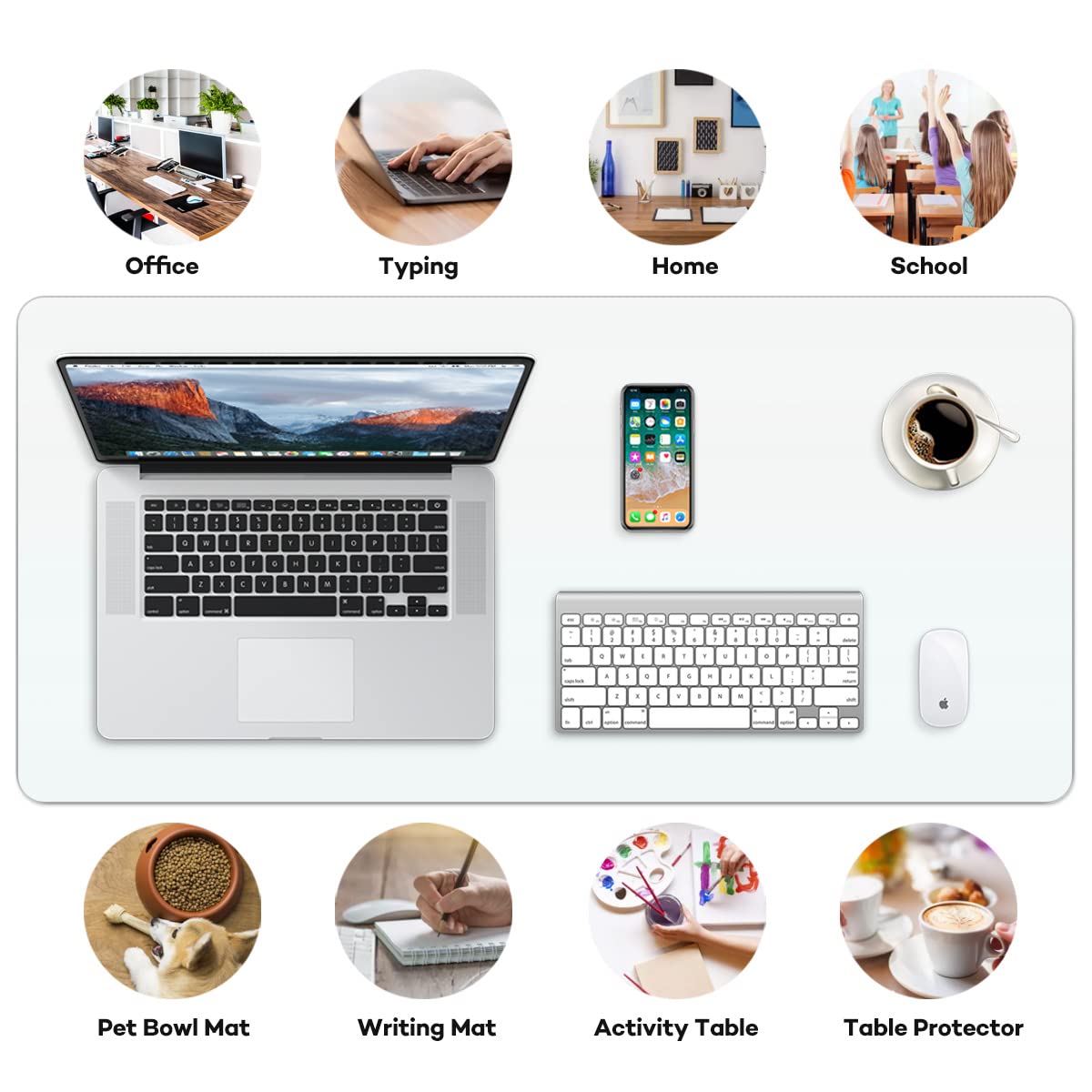 RostiKong Clear PVC Desk Cover Protector 14'' x 24'' - Transparent Office Desk Mat for Writing, Computer Work & Mouse Pad - Ideal for Home Office, Study Desk & Workstation Protection