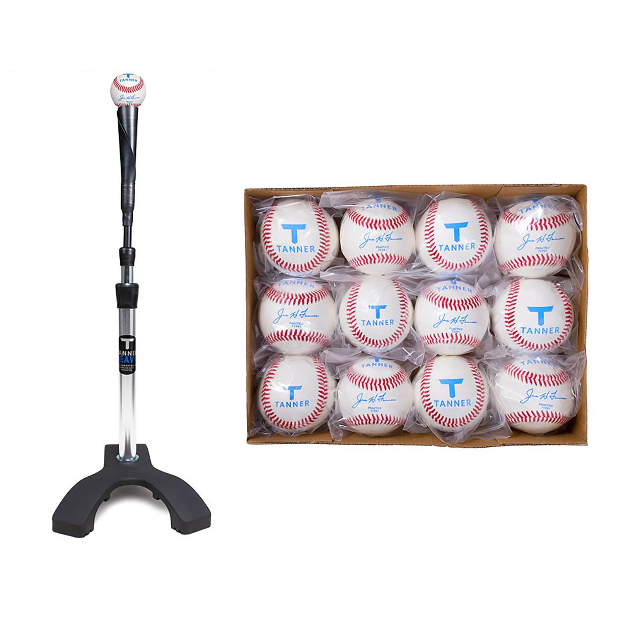 **Tanner Heavy Batting Tee with Practice Baseballs Set - Perfect for Baseball Training, Hitting Drills & Backyard Practice**
