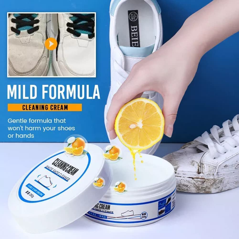 Fidrox White Shoe Cleaning Cream 260g - Stain Remover for Leather Shoes, Boots & Sneakers | Whitening & Polishing Formula | Safe for White Rubber Soles | Perfect for Daily Shoe Care & Restoration