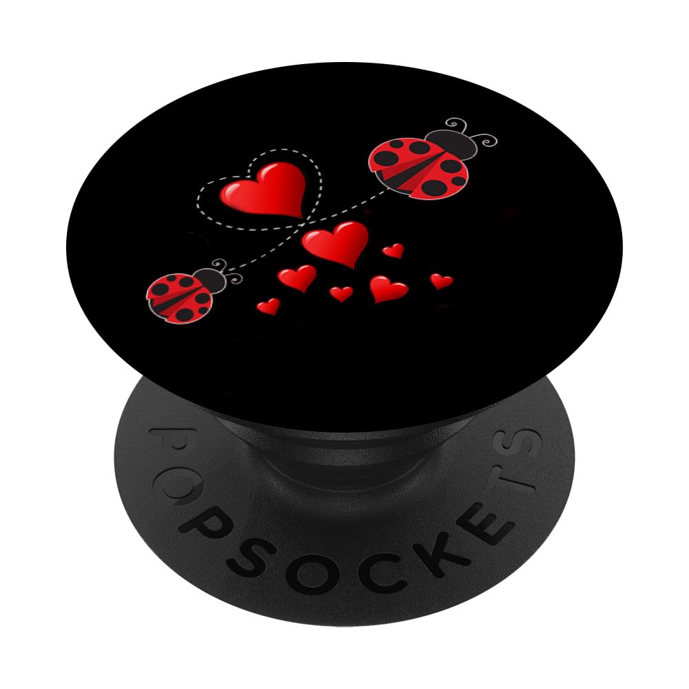 Ladybugs With Hearts PopSockets PopGrip: Swappable Phone & Tablet Grip for Secure Hold, Stylish Design, Perfect for Everyday Use, Travel, and Selfies