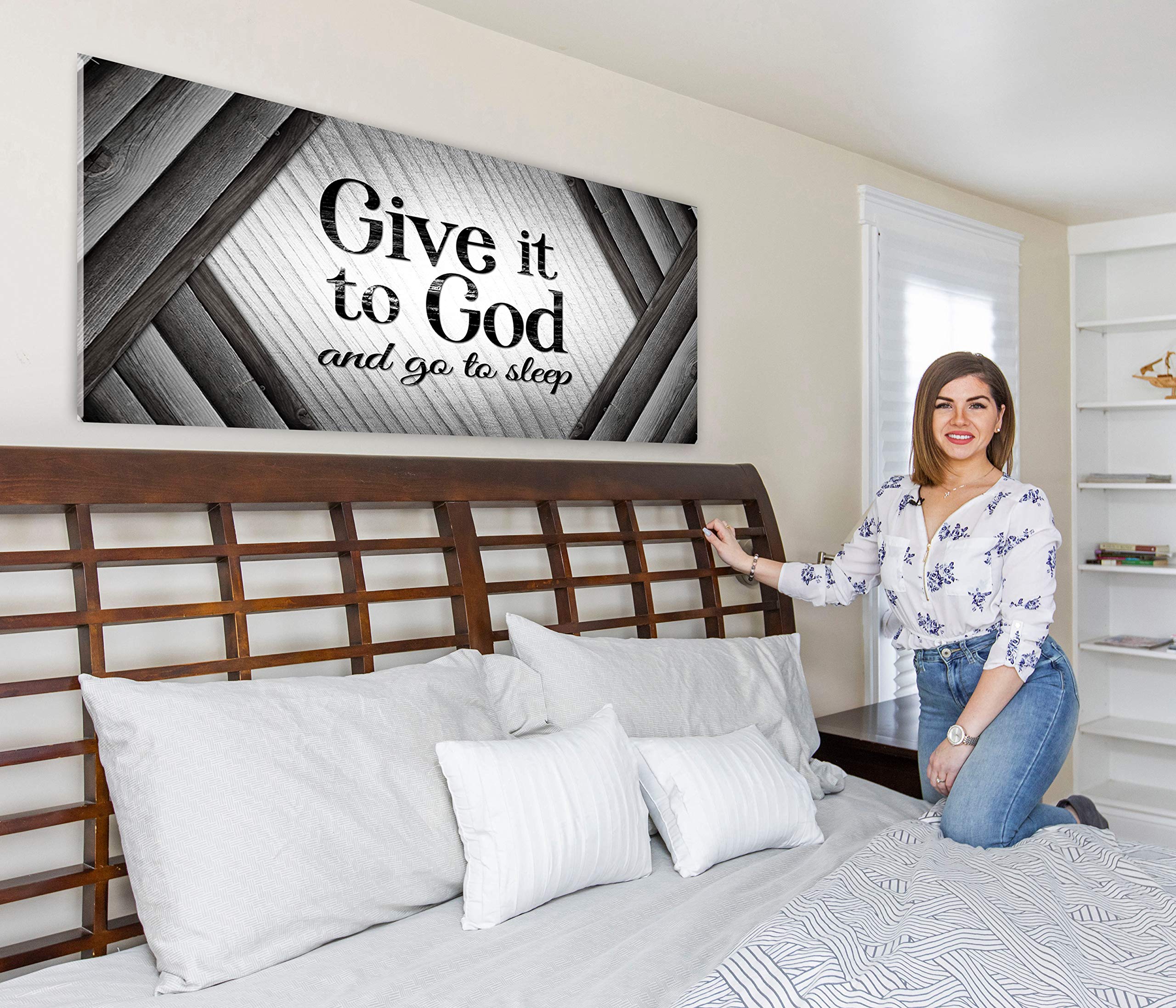 Christian Wall Art - Give It to God Sign for Bedroom & Farmhouse Decor