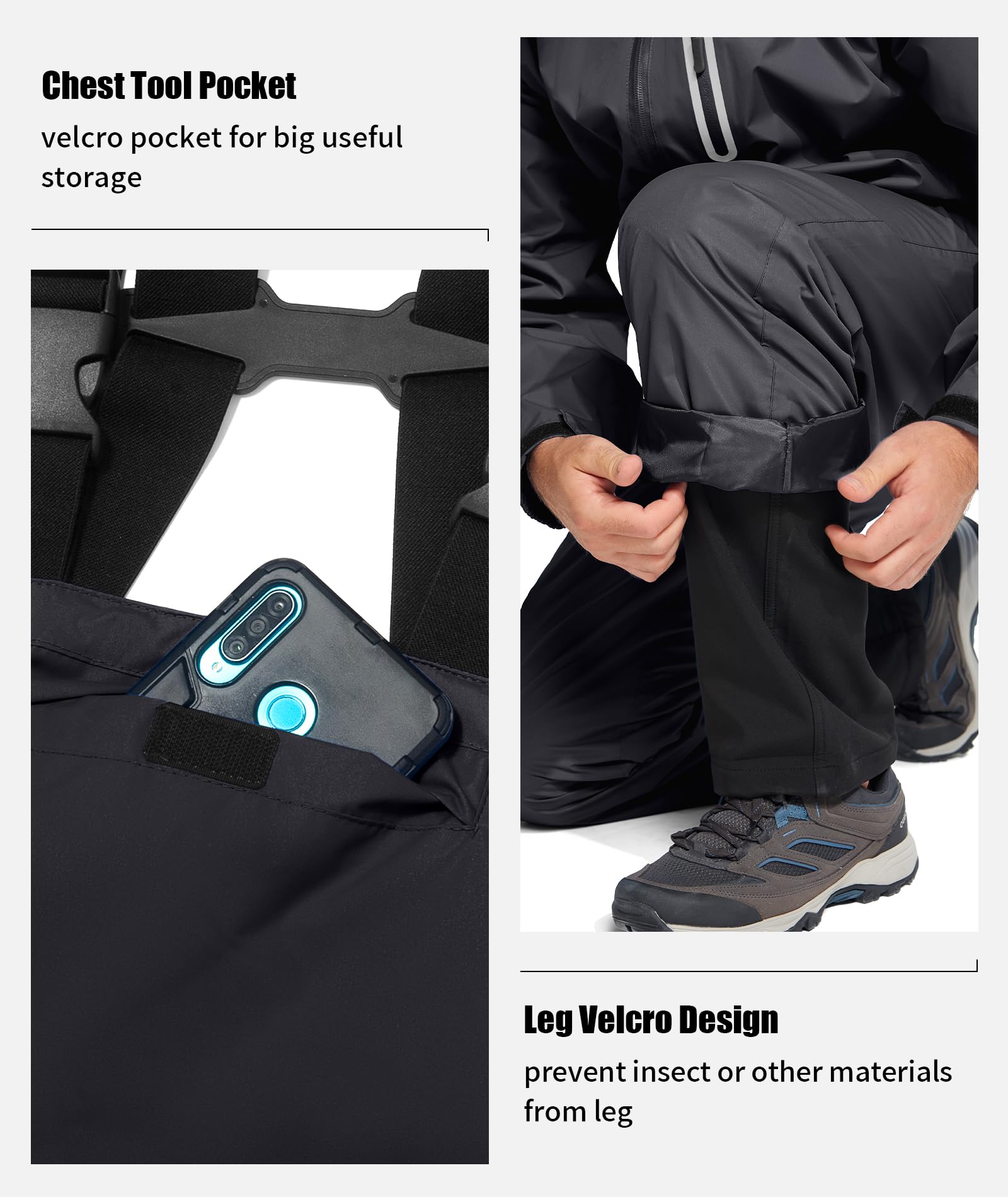 SWISSWELL Men's Waterproof Rain Bib Overalls - Heavy Duty Work Pants with Pockets for Outdoor, Fishing & Construction - Durable Rain Gear for Hiking, Hunting & Bad Weather Protection