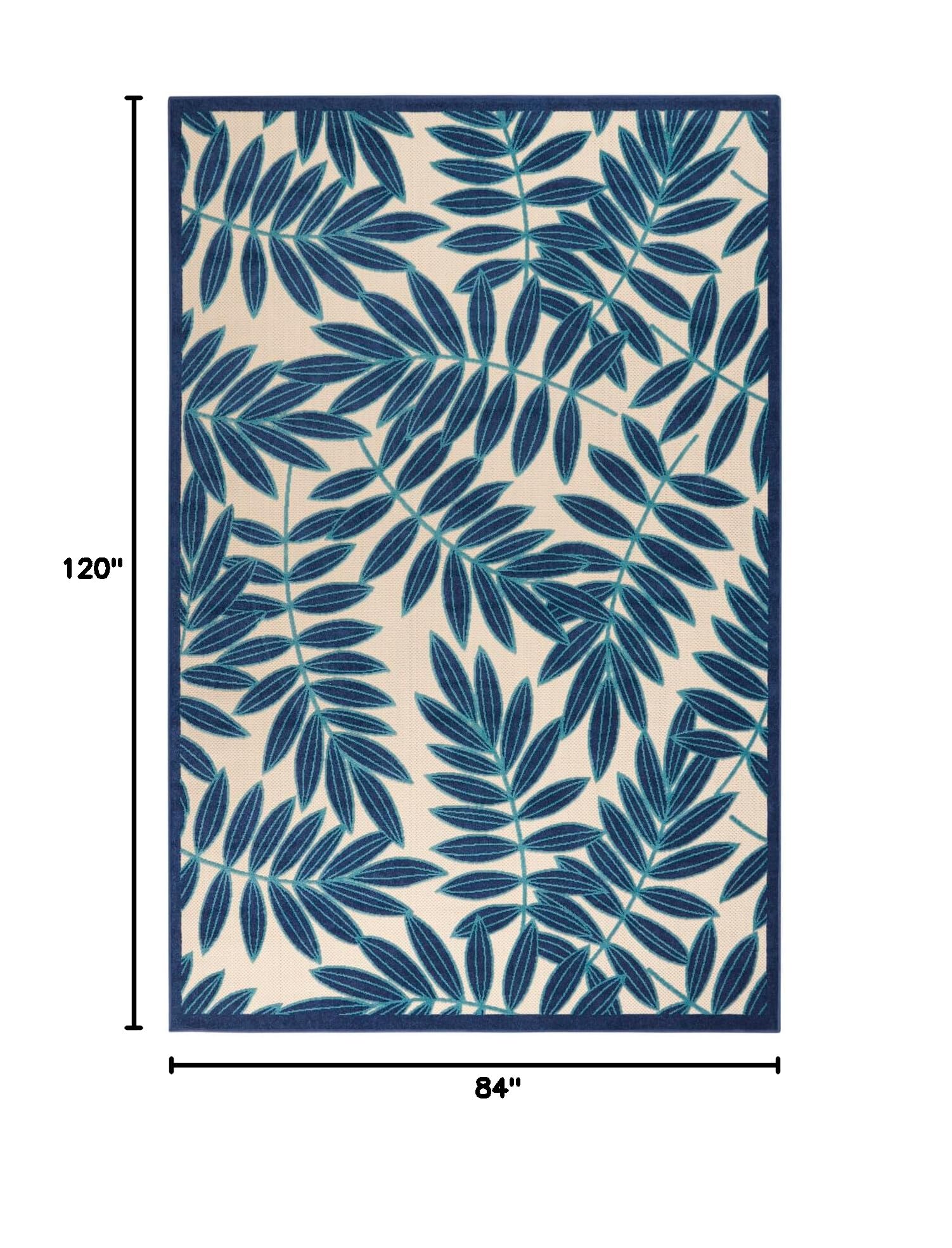 Nourison Aloha Indoor/Outdoor Navy Blue 7' x 10' Area Rug - Easy to Clean, Non-Shedding, Stain Resistant | Perfect for Bedroom, Living Room, Dining Room, Backyard, Deck & Patio (7x10) - Ideal for Coastal Decor, Poolside Lounging & Outdoor Entertaining
