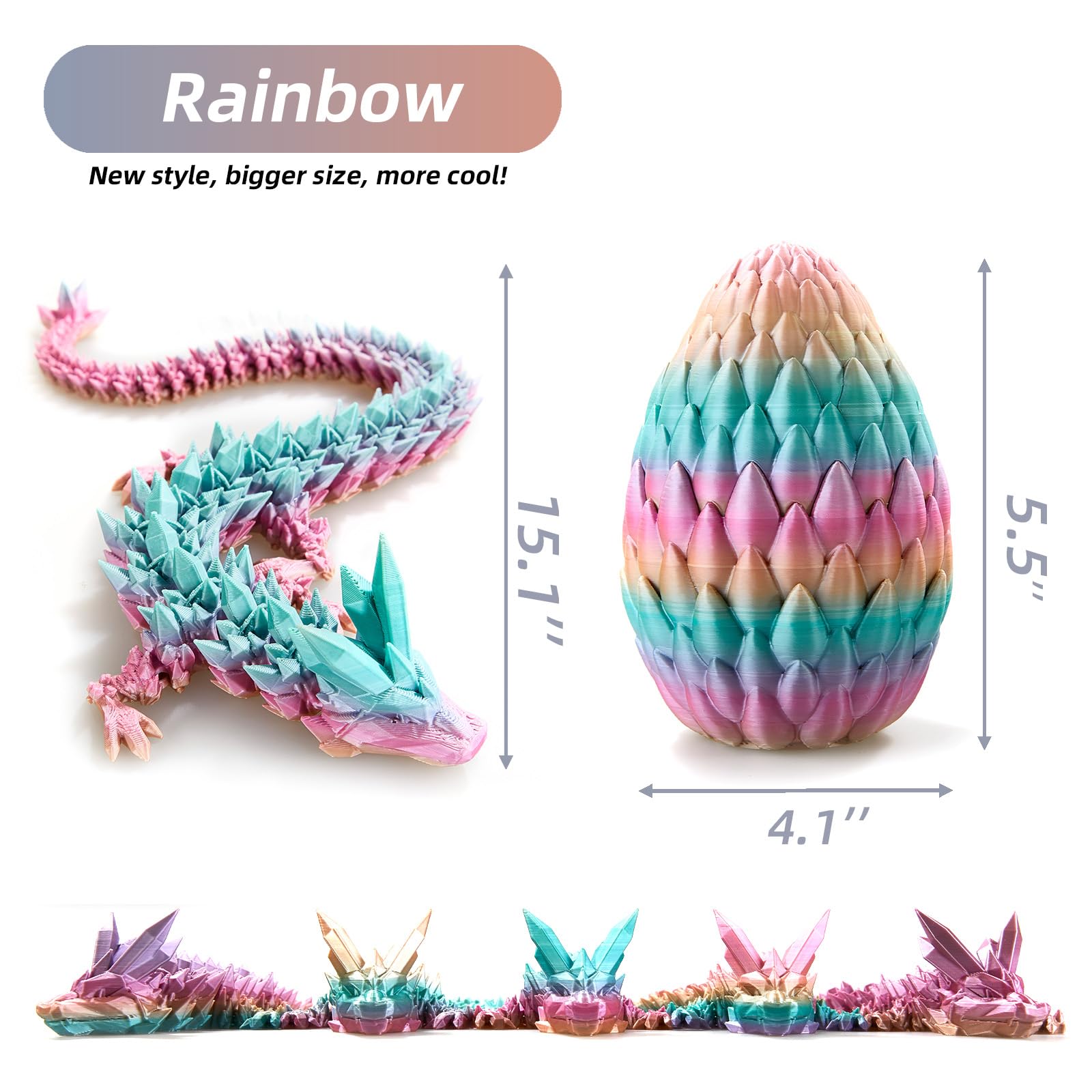 3D Printed Dragon Egg - 15 Inch Crystal Dragon Easter Surprise Egg, Fidget Toys for Kids & Adults, Unique Home Office Decor Gift for Birthdays & Holidays | Perfect for Stress Relief, Party Favors & Fantasy Collectibles